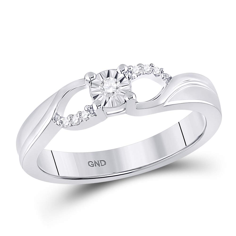 FB Jewels Sterling Silver Women's Round Diamond Solitaire Promise Bridal Engagement Ring 1/20 CTTW - Perfect for Proposals, Anniversaries & Special Occasions