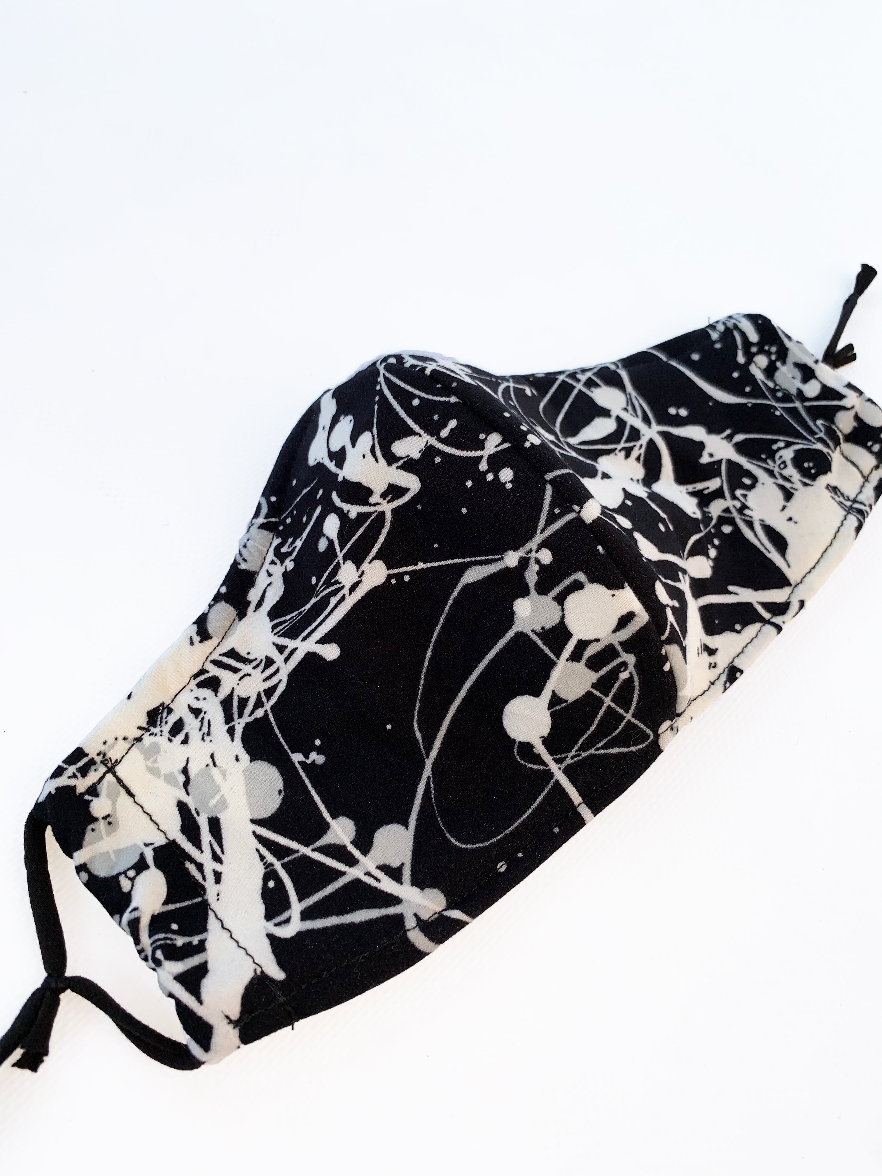 Black Splatter Face Mask - Reusable & Breathable for Daily Protection - Perfect for Halloween, Cosplay, and Artistic Events