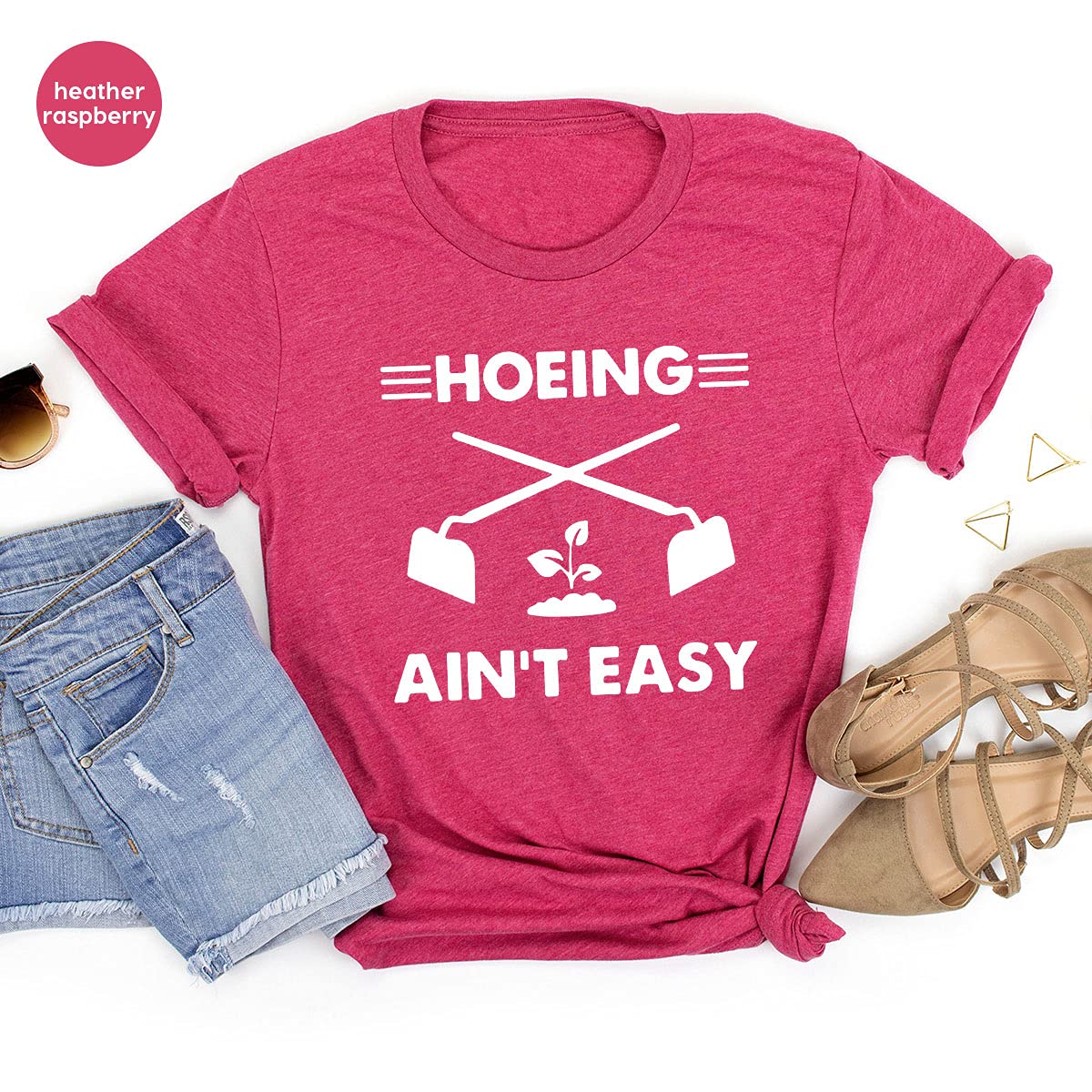 Grandma's Gardener T-Shirt - Plant Lover & Farmer Tee - Funny 'Hoeing Ain't Easy' Gardening Shirt - Perfect Gift for Gardeners & Botanists - Comfortable Cotton Apparel for Gardening, Farming & Outdoor Activities