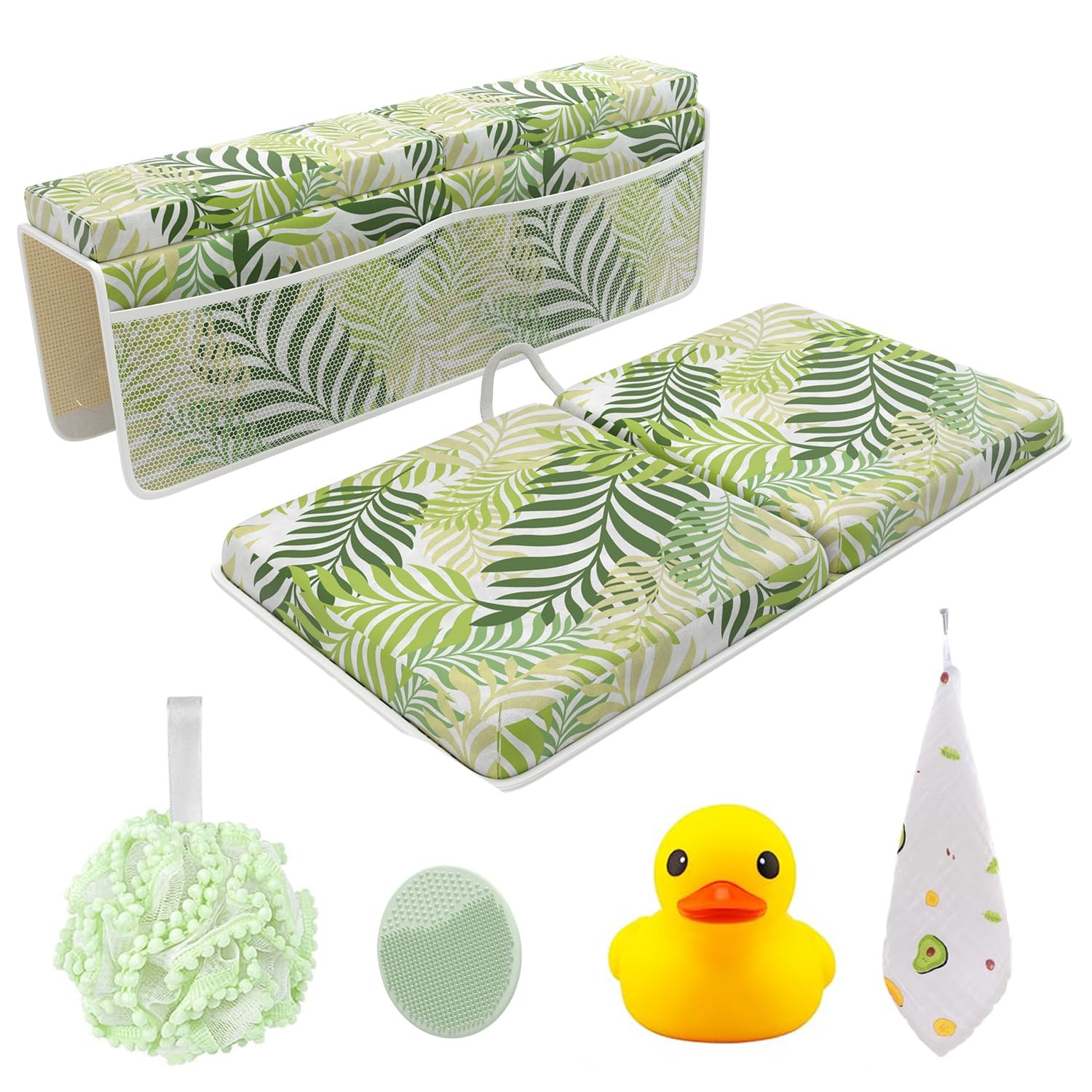 Waterproof Memory Foam Baby Bath Kneeler & Elbow Rest Pad Set - Soft Bathing Mat Organizer for Infants & Toddlers | Non-Slip Sponge Cushion for Safe Bath Time | Perfect for Newborns, Bathtub, and Shower Use