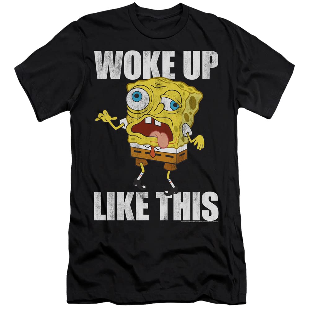 Spongebob Woke Up Like This Meme T-Shirt - Unisex Adult Cotton Canvas Graphic Tee - Funny Cartoon Character Apparel for Casual Wear & Pop Culture Fans