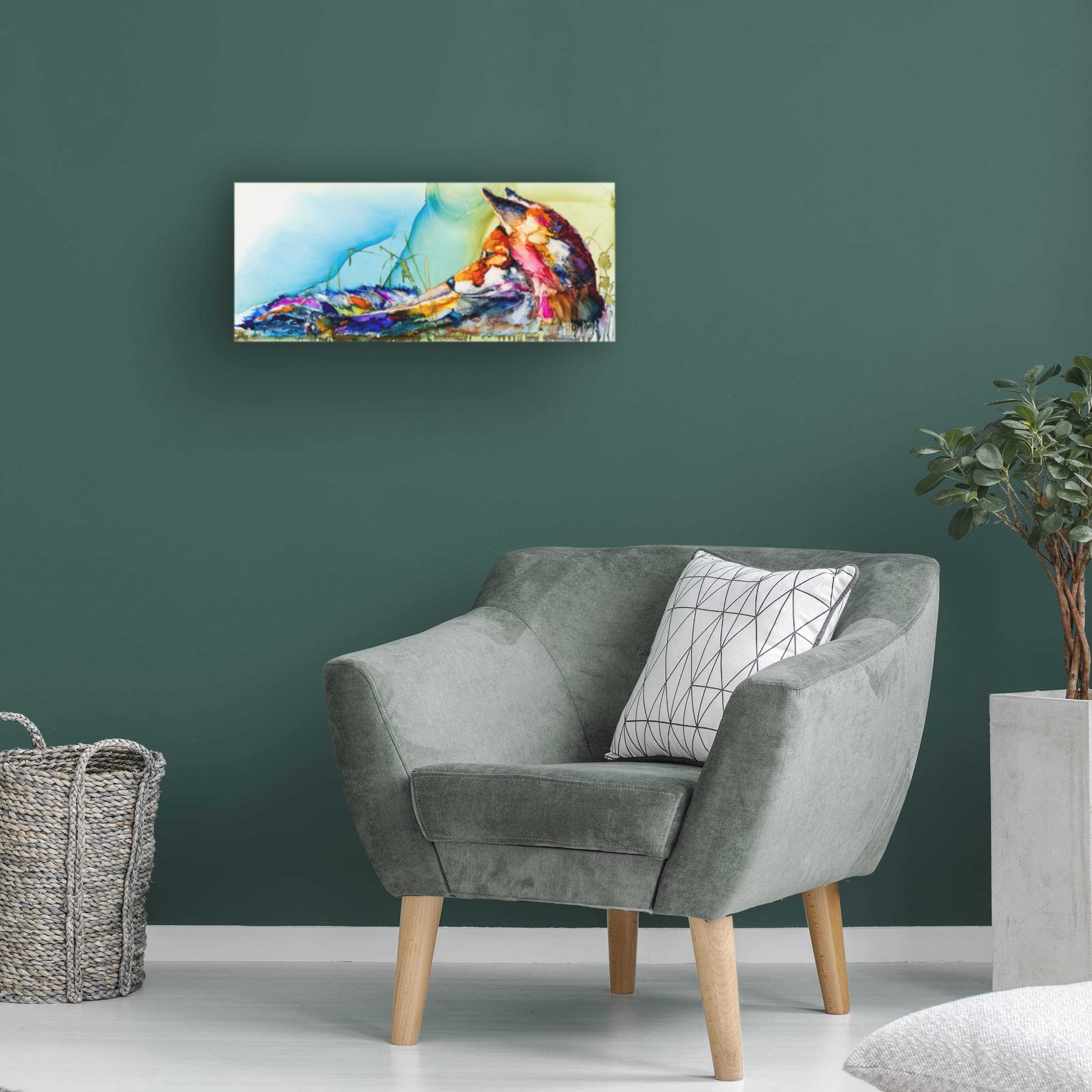 Trademark Fine Art 'Thinking Outside the Fox' Canvas Wall Art by Leslie Franklin - 20x47 Inches Modern Home Decor for Living Room, Bedroom & Office