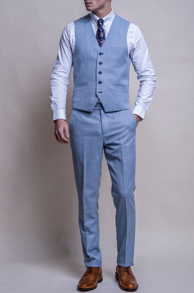 Cavani Miami Men's Sky Blue 3 Piece Suit | Slim Fit Business Suit for Weddings, Prom & Formal Events