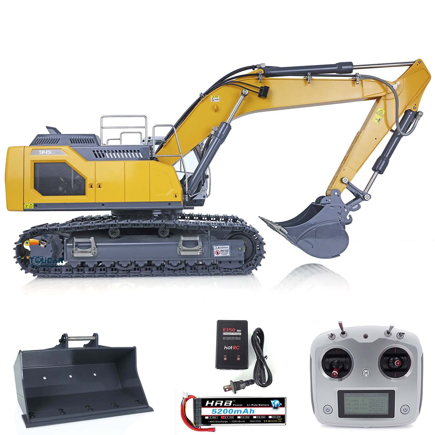 1/14 Scale Hydraulic RC Excavator L945 - Metal Construction Vehicle with Remote Control, RTR (Ready-to-Run) Toy Truck Model - Includes Transmitter & Battery - Perfect for Construction Enthusiasts & Outdoor Play