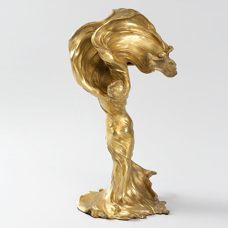 François Raoul Larche Gilt Bronze Loïe Fuller Sculpture with Lighting - Elegant Art Deco Home Decor for Living Room, Office & Collector's Display