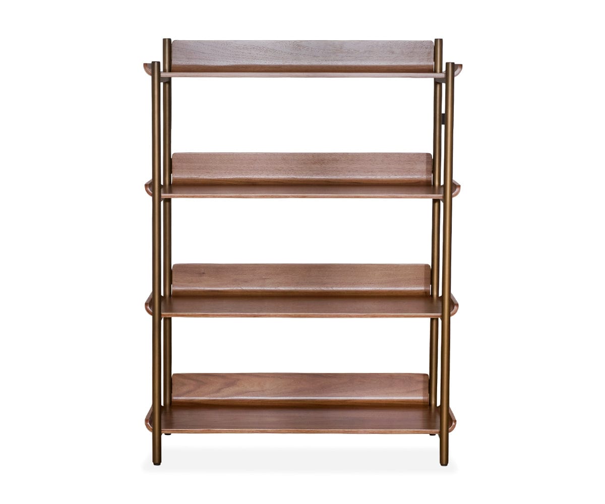 Freya 4-Tier Wooden Shelf - Solid Walnut Bookcase for Living Room, Bedroom & Office Storage | Space-Saving Organizer for Books, Decor & Essentials