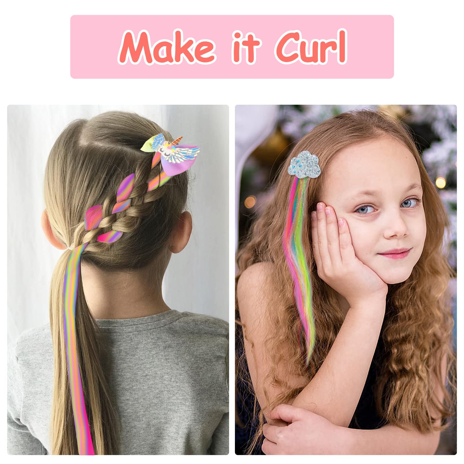 6 Pcs Rainbow Hair Clips for Girls | Unicorn Hair Accessories & Hair Decorations | Kids Birthday Party & Children's Day Gift | Perfect for Costumes, School Events & Festive Occasions