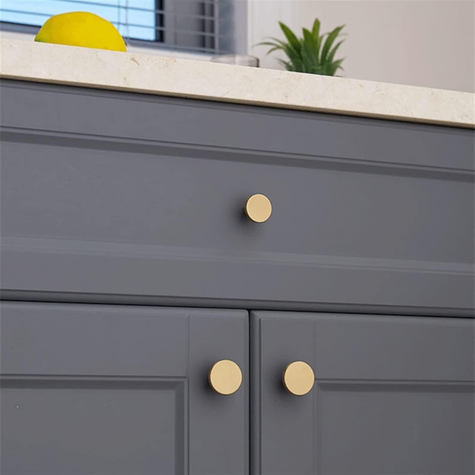 25mm/33mm/44mm Round Gold Brass Drawer Knobs - Solid Copper Cabinet Handles for Wardrobe, Locker & Furniture (1-Pack) - Perfect for Bedroom, Kitchen & Office Cabinets