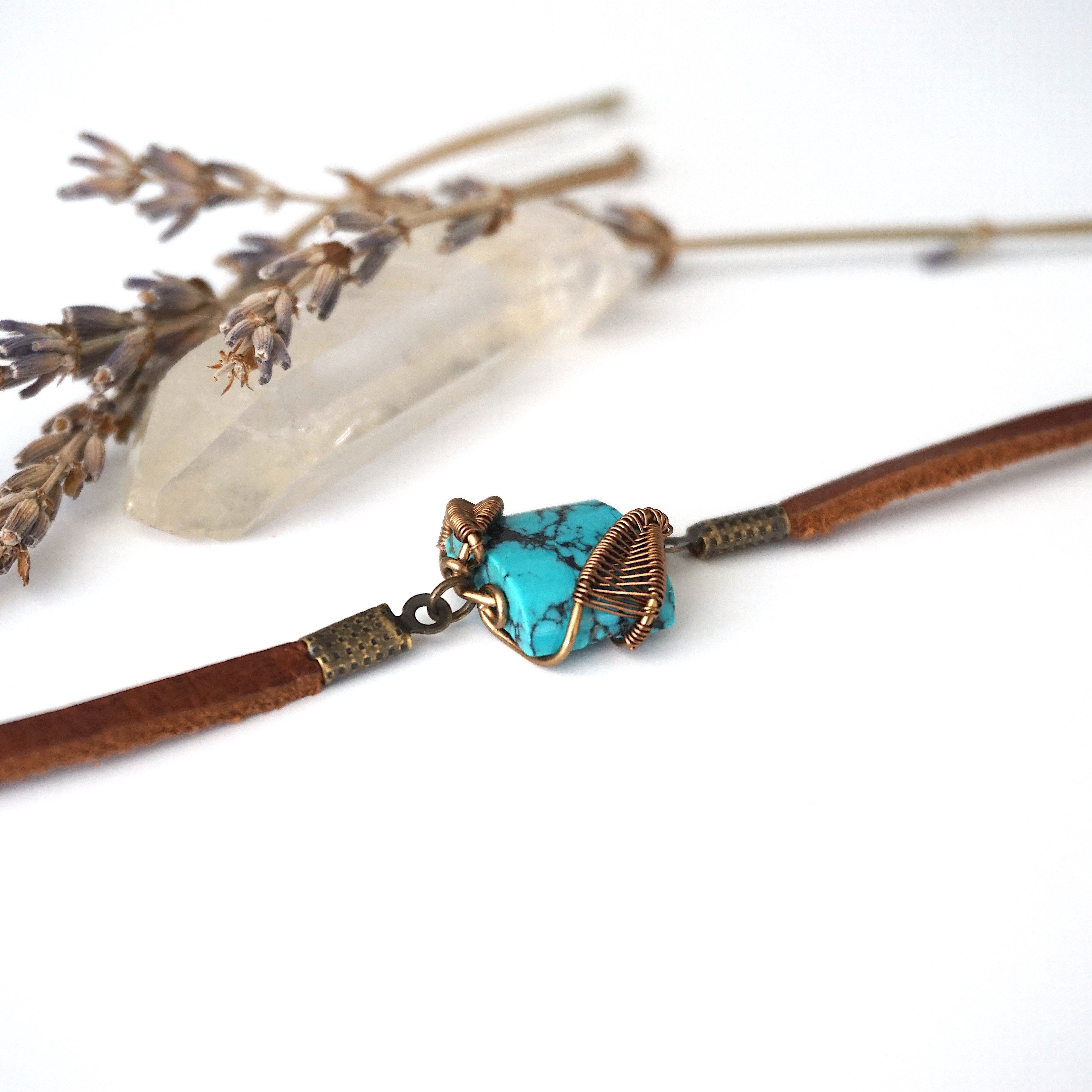 Turquoise Leather Bracelet - Adjustable Handmade Beaded Bracelet for Women - Black or Brown Leather - Boho Jewelry for Everyday Wear & Gift Giving