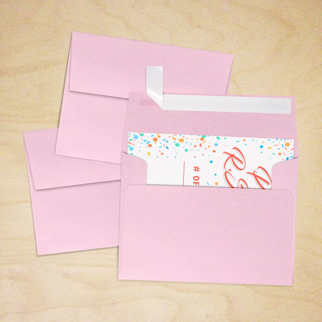Premium A2 Invitation Envelopes (4 3/8 x 5 3/4 Inches) - 500 Pack Rose Quartz Pink Metallic Wedding Stationery - Perfect for Invitations, Greeting Cards, RSVP, and Special Occasions