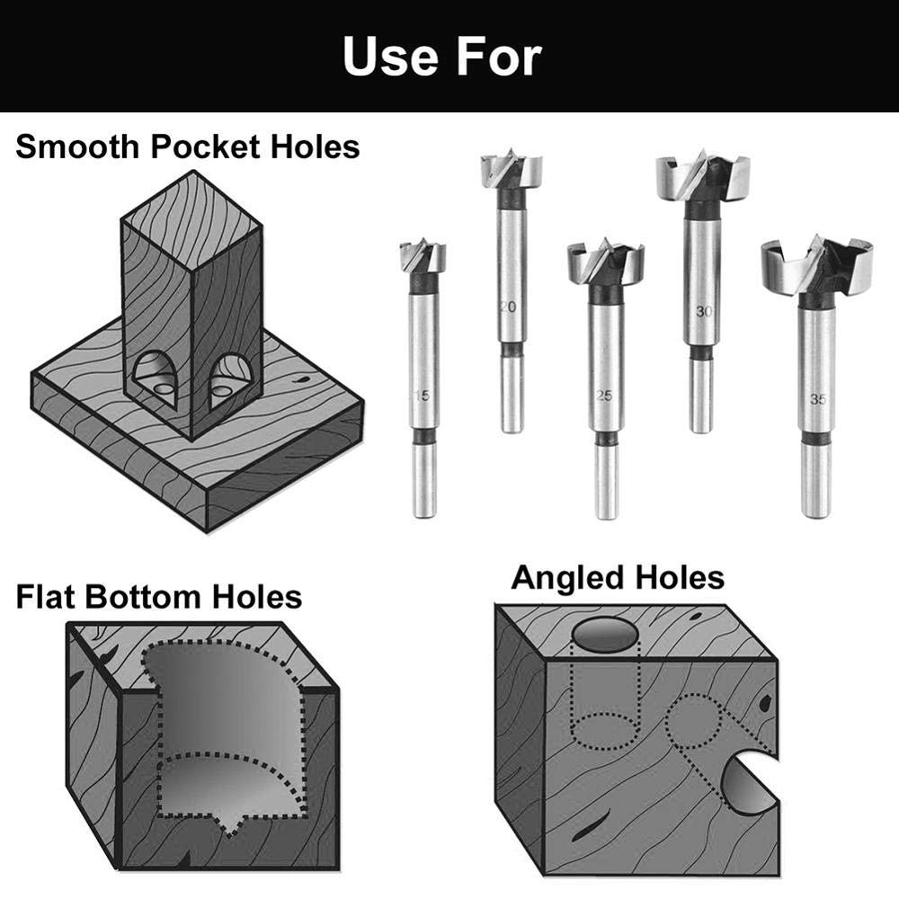 15 Pcs Forstner Bit Set 2/5-2 Inch (10-50mm) - High Carbon Steel Wood Drilling Bits for Woodworking, Cabinetry & DIY Projects - Includes Storage Case - Perfect for Furniture Making, Door Hinge Installation & Craft Projects