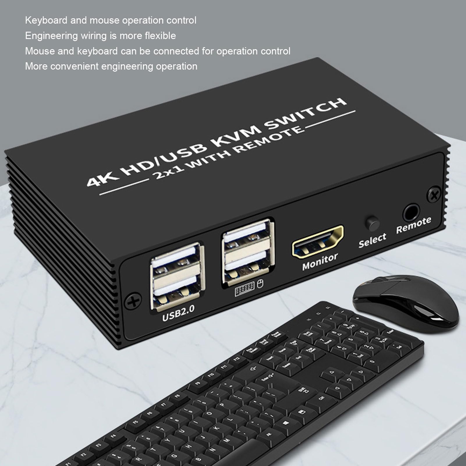 4K HDMI KVM Switch for 2 Computers - Share Keyboard, Mouse & Monitor for Office/Home