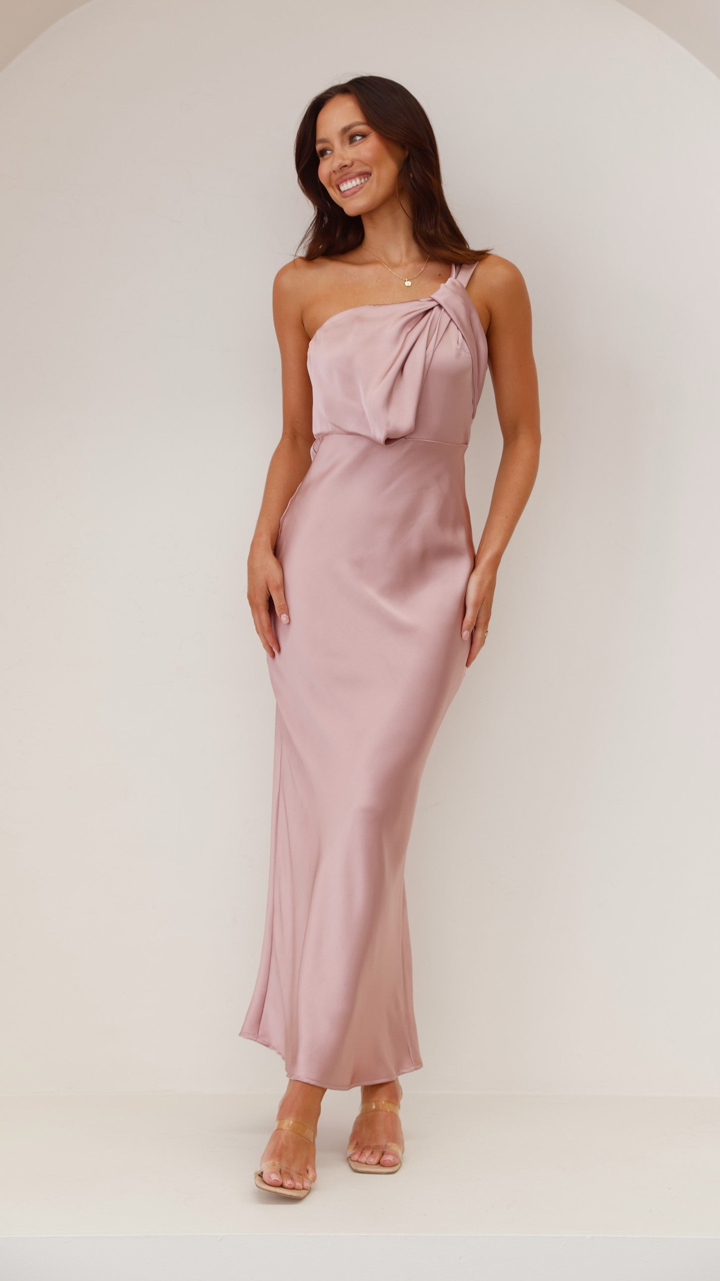 Greta Maxi Dress in Dusty Pink - Elegant Flowy Long Dress for Women | Perfect for Summer, Beach, Weddings & Special Occasions