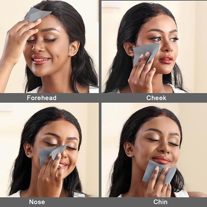 KICHKER 100 Pcs Oil Absorbing Sheets for Face - Premium Oil Control Blotting Papers for Oily Skin, Makeup Blotting Tissues for Women & Men (Black) | Perfect for On-the-Go Shine Control, Gym, Travel & Daily Skincare Routine
