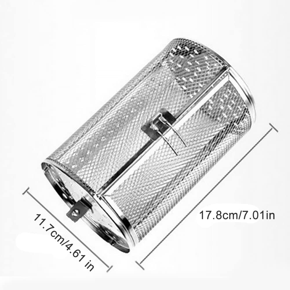 Rotisserie Grill Basket for Vegetables & French Fries - Round Coffee Roaster & Air Fryer Basket for Oven - Perfect for BBQ, Camping & Outdoor Cooking