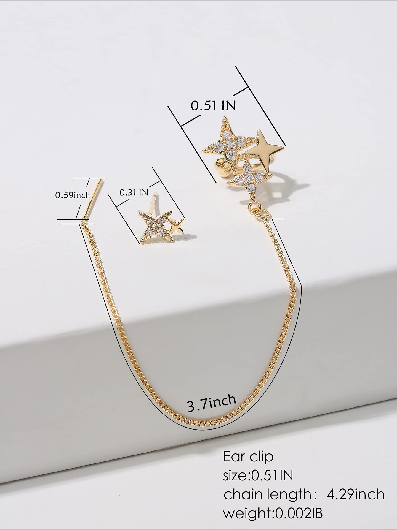 Vercret Gold Cuff Earrings for Women - Adjustable Cartilage Ear Cuff with CZ Stones, No Piercing Wrap Around Ear Clip - Perfect for Parties, Weddings & Everyday Wear