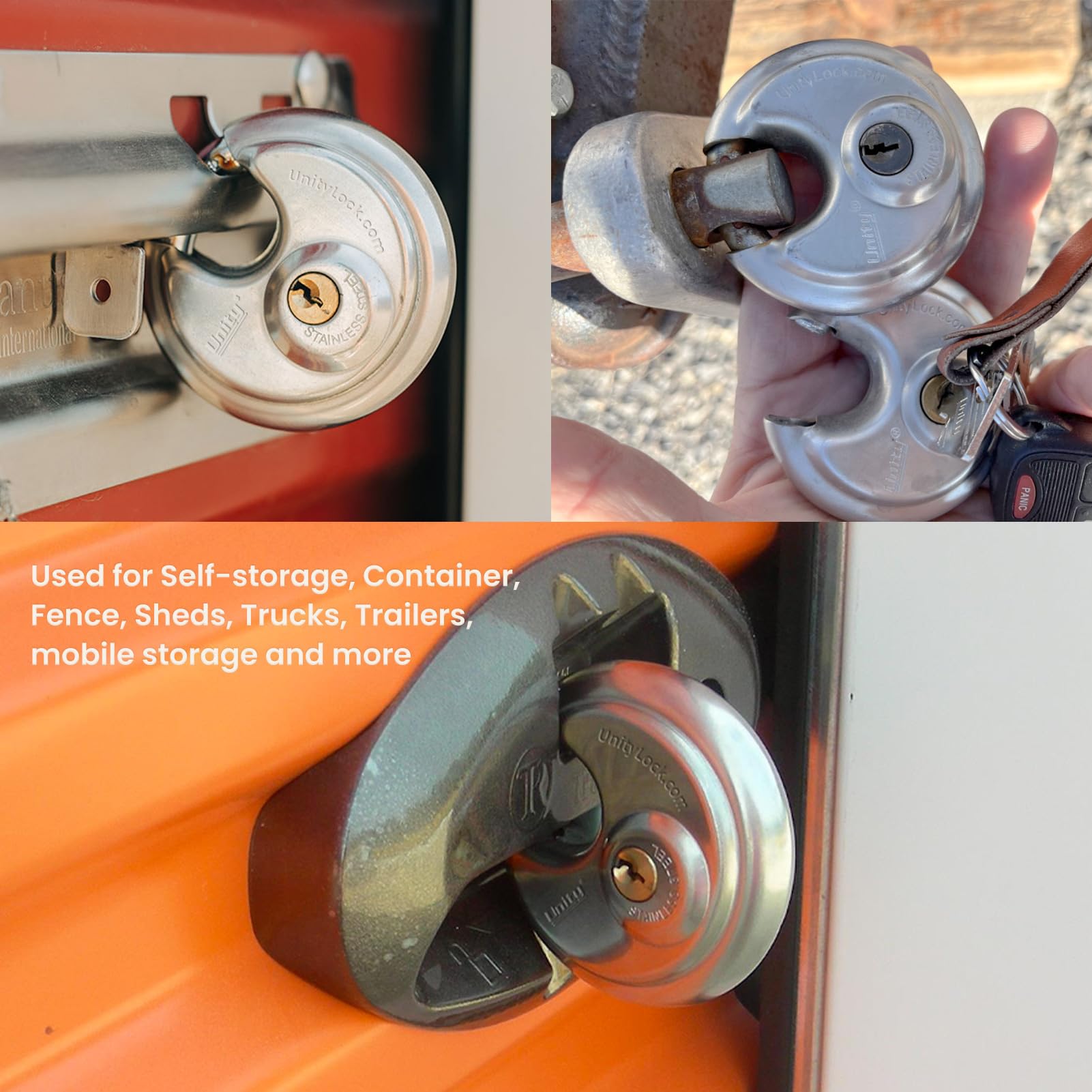 **Stainless Steel Disc Padlock 2 3/4'' (70mm) - Heavy Duty Round Disc Lock for Outdoor Security - Ideal for Self Storage, Trailers, Trucks, Sheds, Fences & Containers - Weatherproof & Durable**    *(Use Cases: Secure your storage units, trailers, trucks, sheds, fences, and shipping containers with this rust-resistant stainless steel disc lock for long-lasting protection.)*