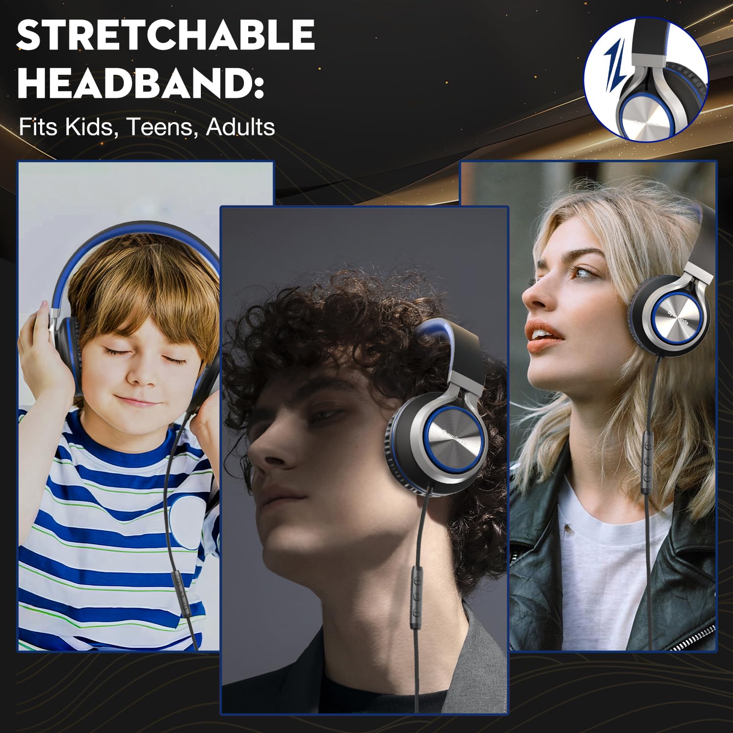 USB C Headphones with Mic - Foldable Over-Ear for iPhone 15/16, Laptop & Travel