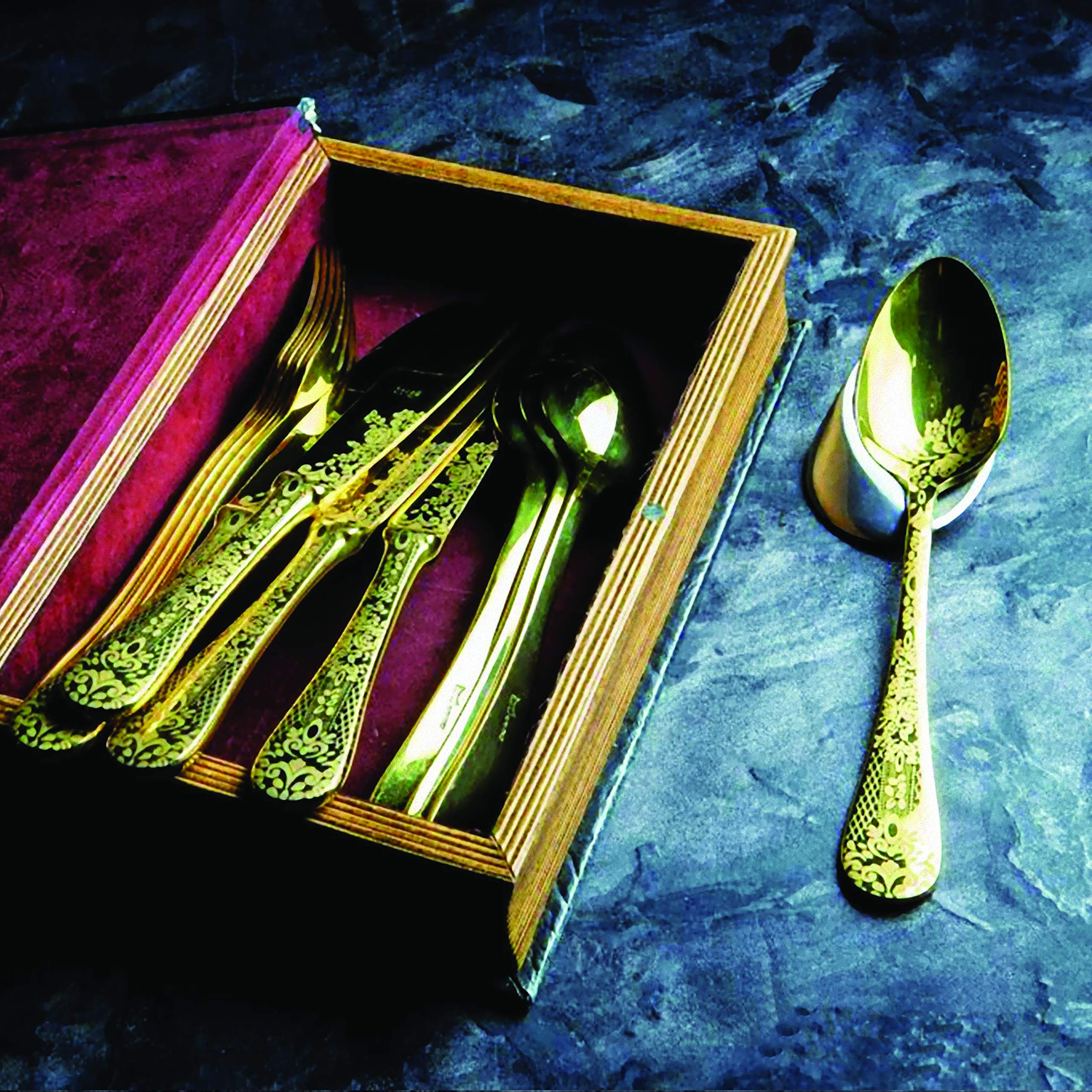 Premium MEPRA 24-Piece Gold Flatware Set - Elegant Stainless Steel Cutlery for Fine Dining, Wedding Gifts & Formal Occasions
