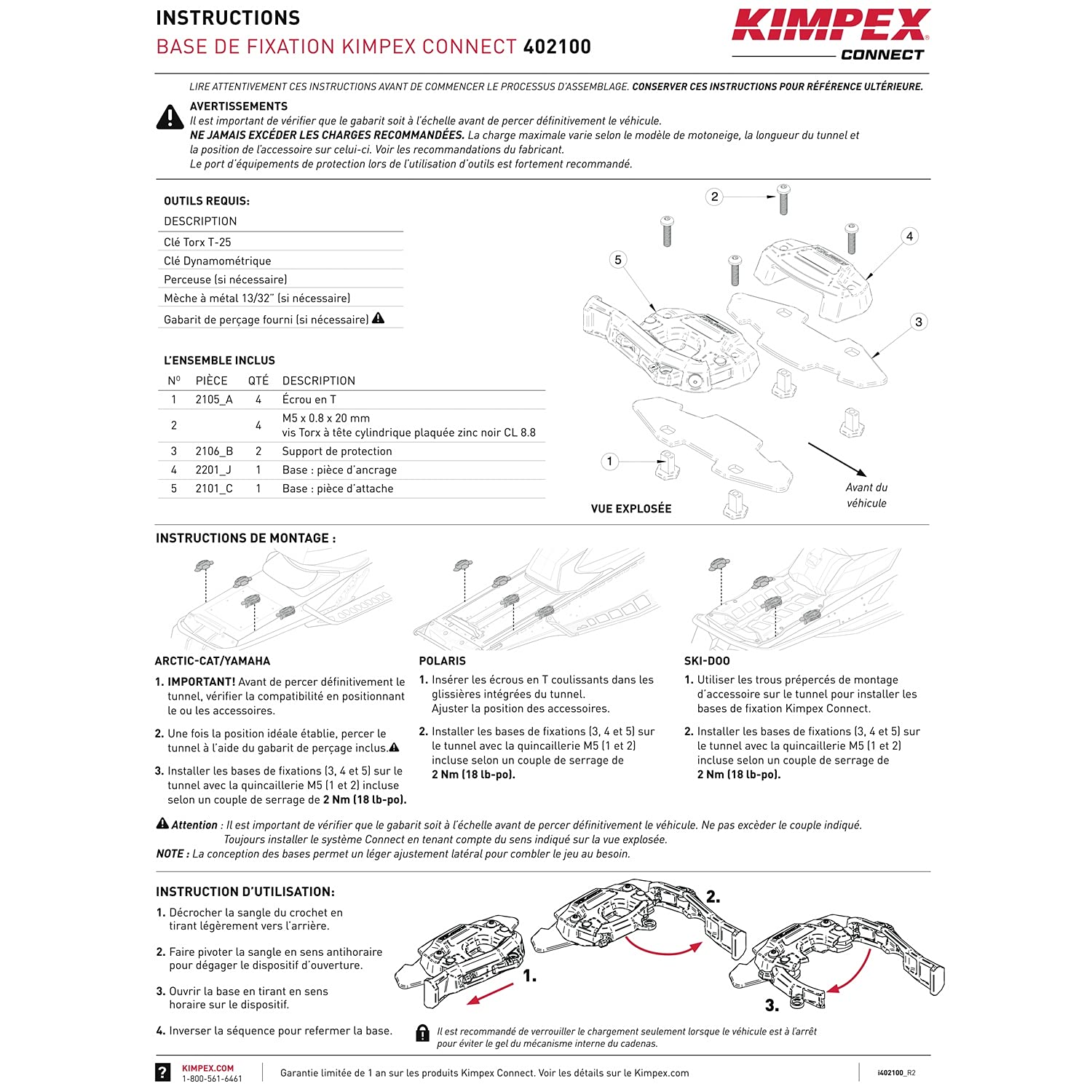 Kimpex Connect Snowmobile Accessories Mounting Bases - OEM Part # 860201806 - Perfect for Installing Hand Warmers, GPS Devices & Other Snowmobile Upgrades