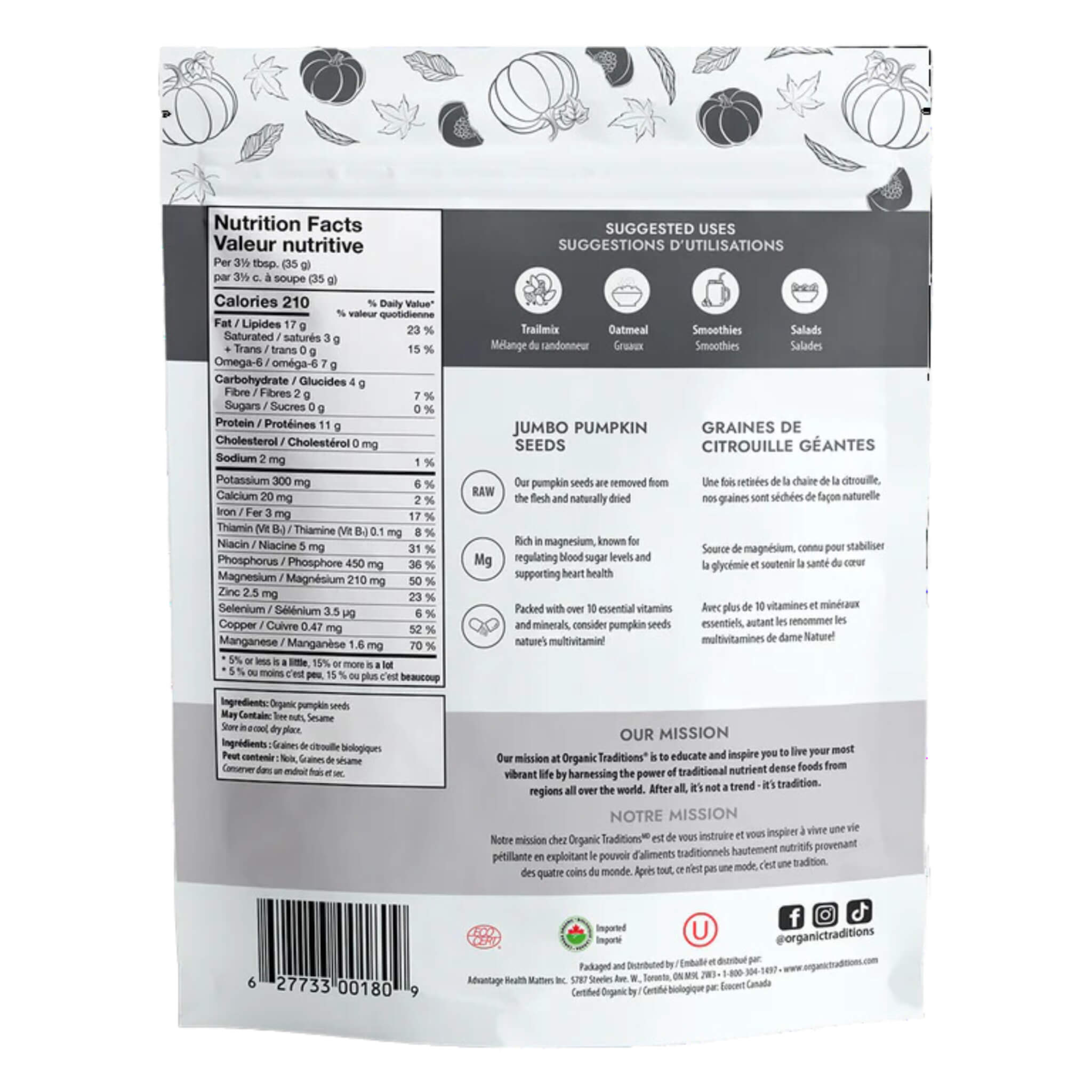 Organic Jumbo Pumpkin Seeds for Roasting & Snacking - Healthy, Unsalted, Non-GMO - Perfect for Fall Recipes, Salads & Trail Mix