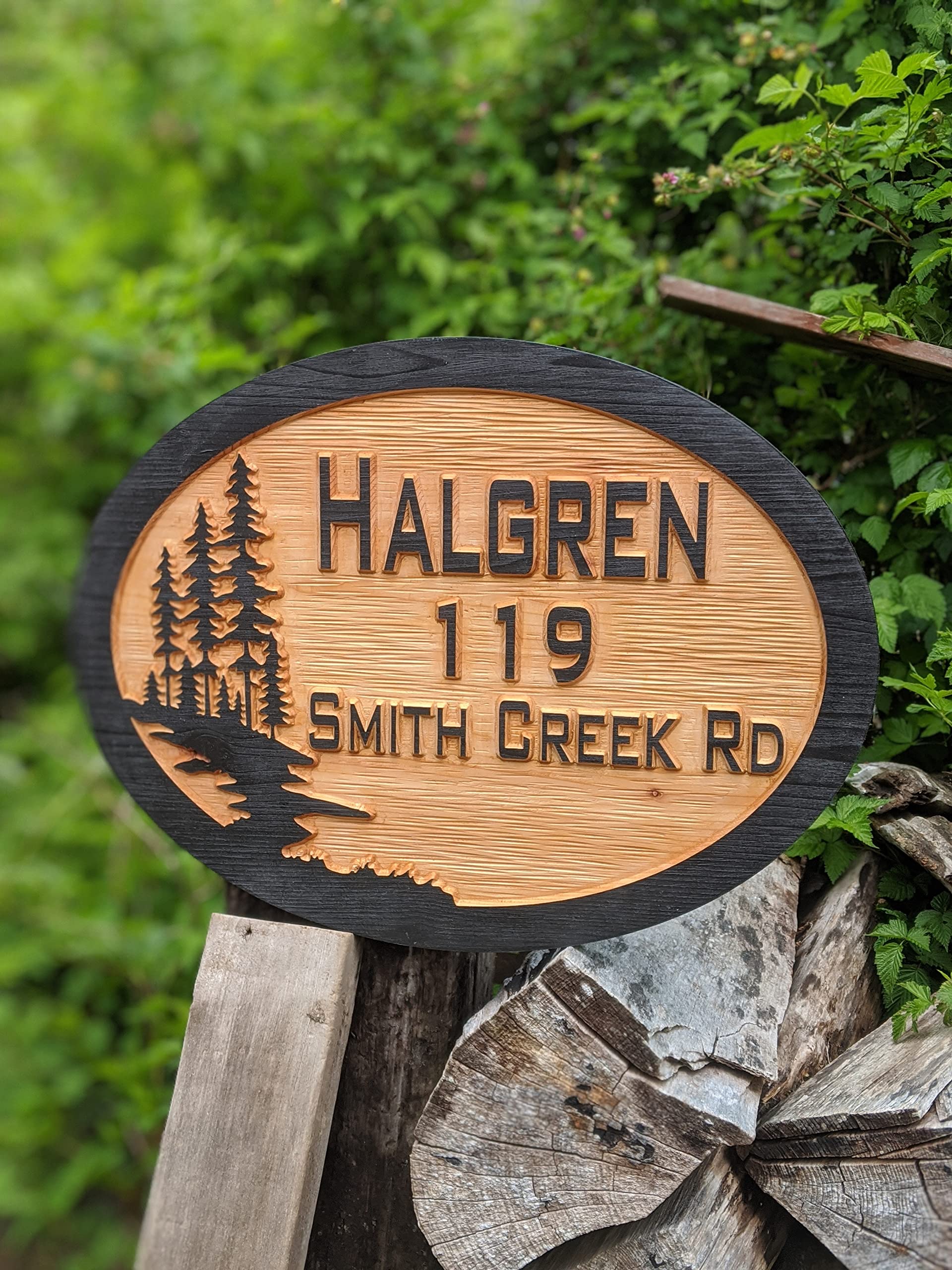 Personalized Oak Tree Wooden Address Plaque - 17