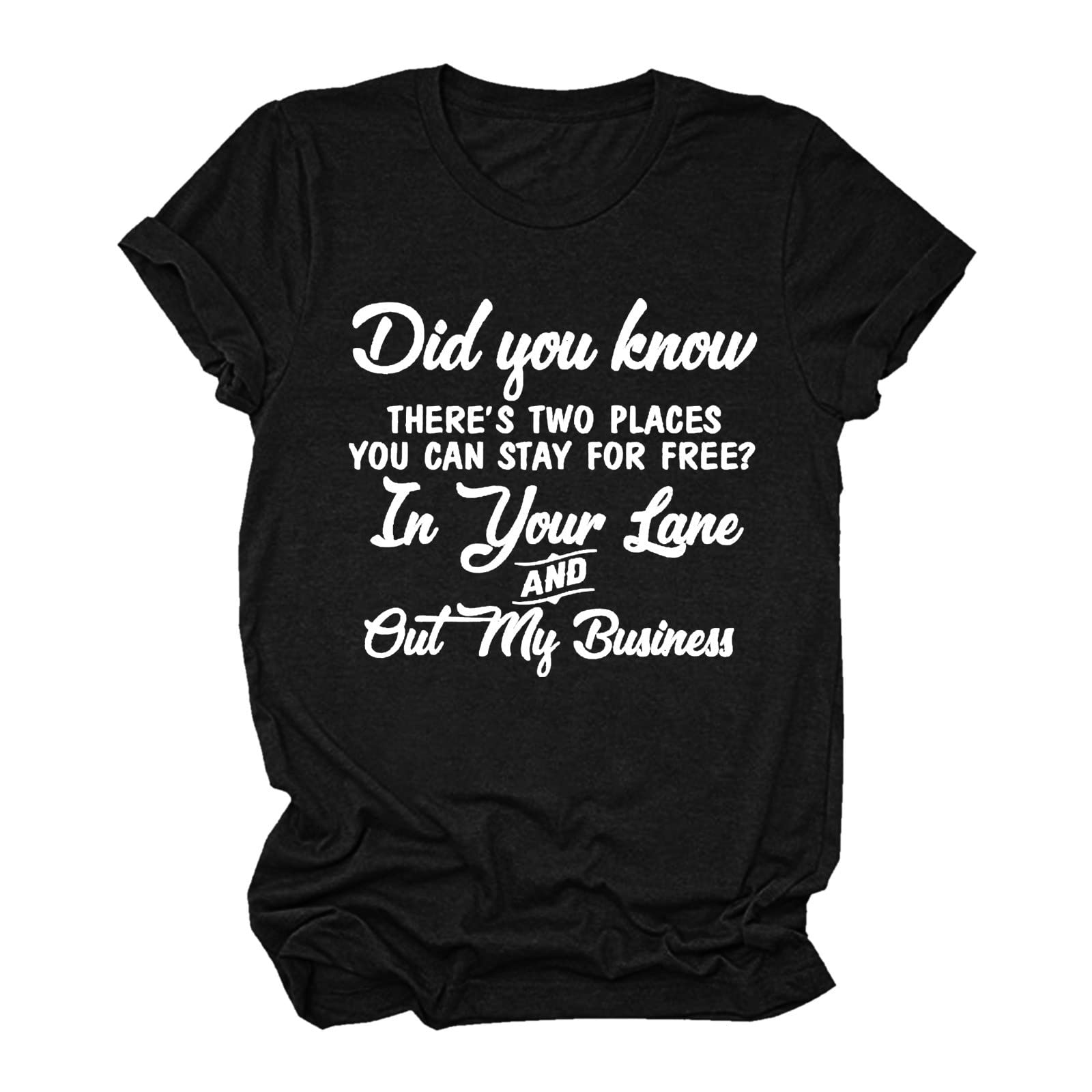Women's Casual Summer Tops - Stylish Letter Printed Loose Blouse Round Neck Short Sleeve Tee Shirt (Black, XXL) | Perfect for Beach Outings, Weekend Brunch & Summer Vacation Outfits