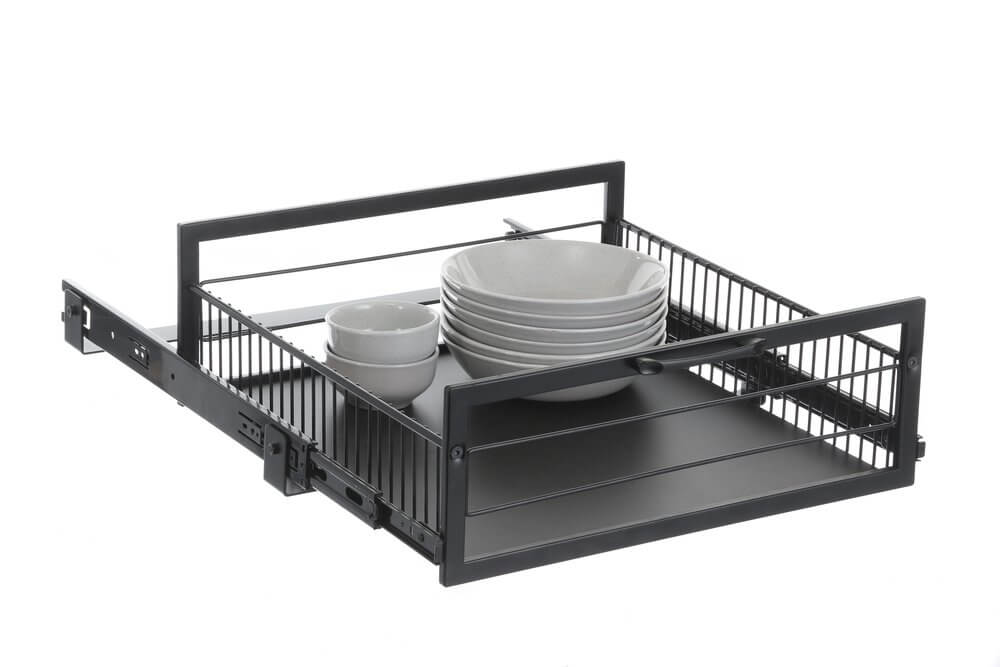 Large Pull Out Pantry Drawer Organizer - Black | Heavy Duty Kitchen Storage Solution for Spices, Canned Goods & Dry Food | Perfect for Pantry, Cabinet or Closet Organization