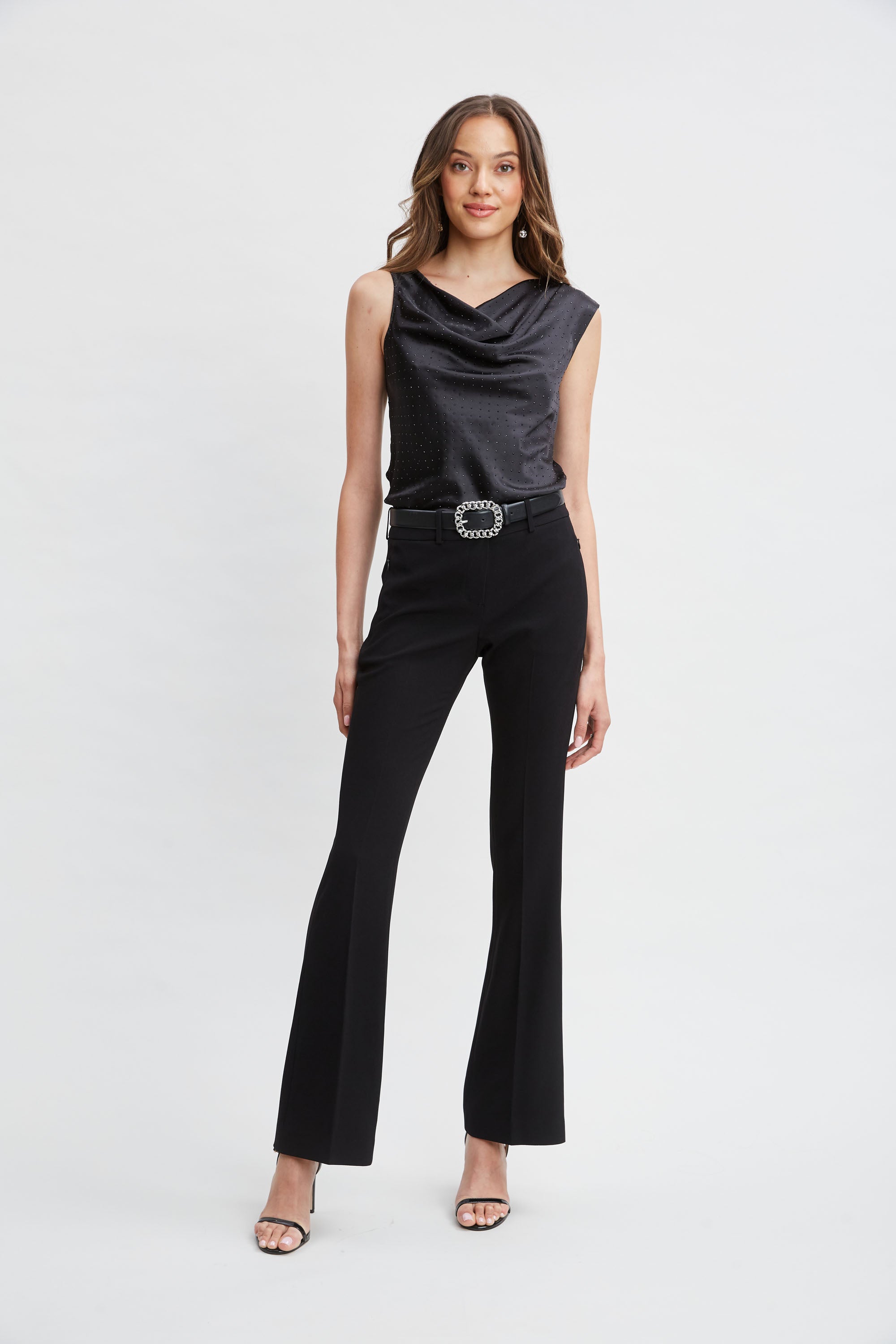 Elegant Satin Crystal Cowl Neck Top for Women - Perfect for Evening Parties, Date Nights & Special Occasions