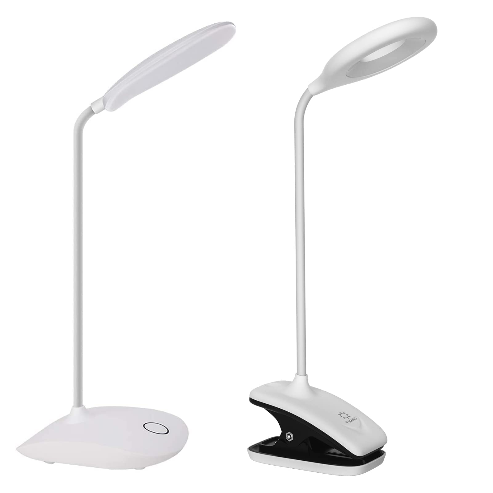 DEEPLITE Rechargeable LED Desk Lamp with Flexible Arm & Adjustable Brightness - Portable Reading Light for Work, Study, Office, and Nighttime Use (2 Pack) - Perfect for Books, Laptops, and Bedside Lighting