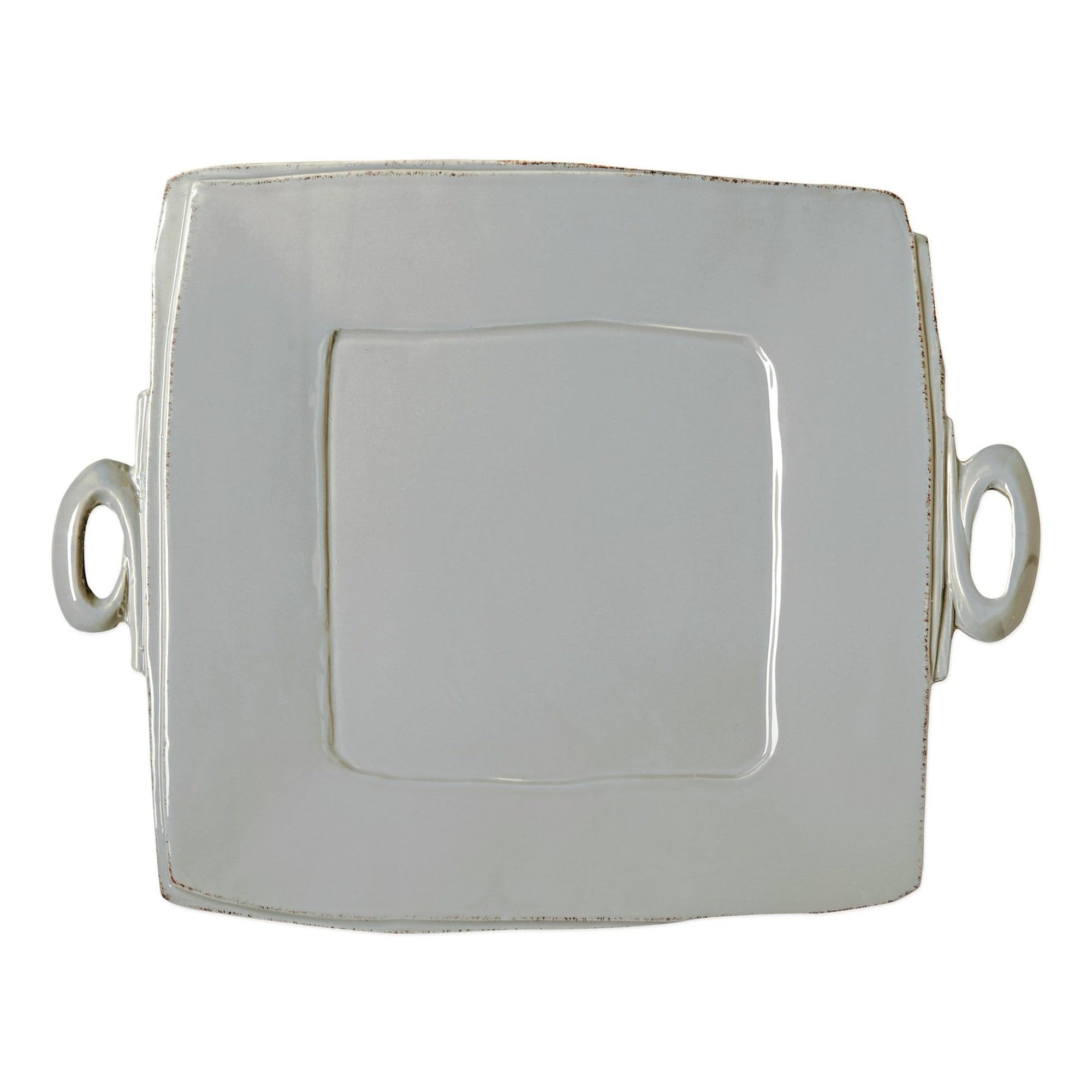 Vietri Lastra Gray Handheld Square Platter - Premium Stoneware Serving Dish for Steak, Salad, Desserts & Snacks | Elegant Dinnerware for Entertaining, Parties & Holiday Gatherings