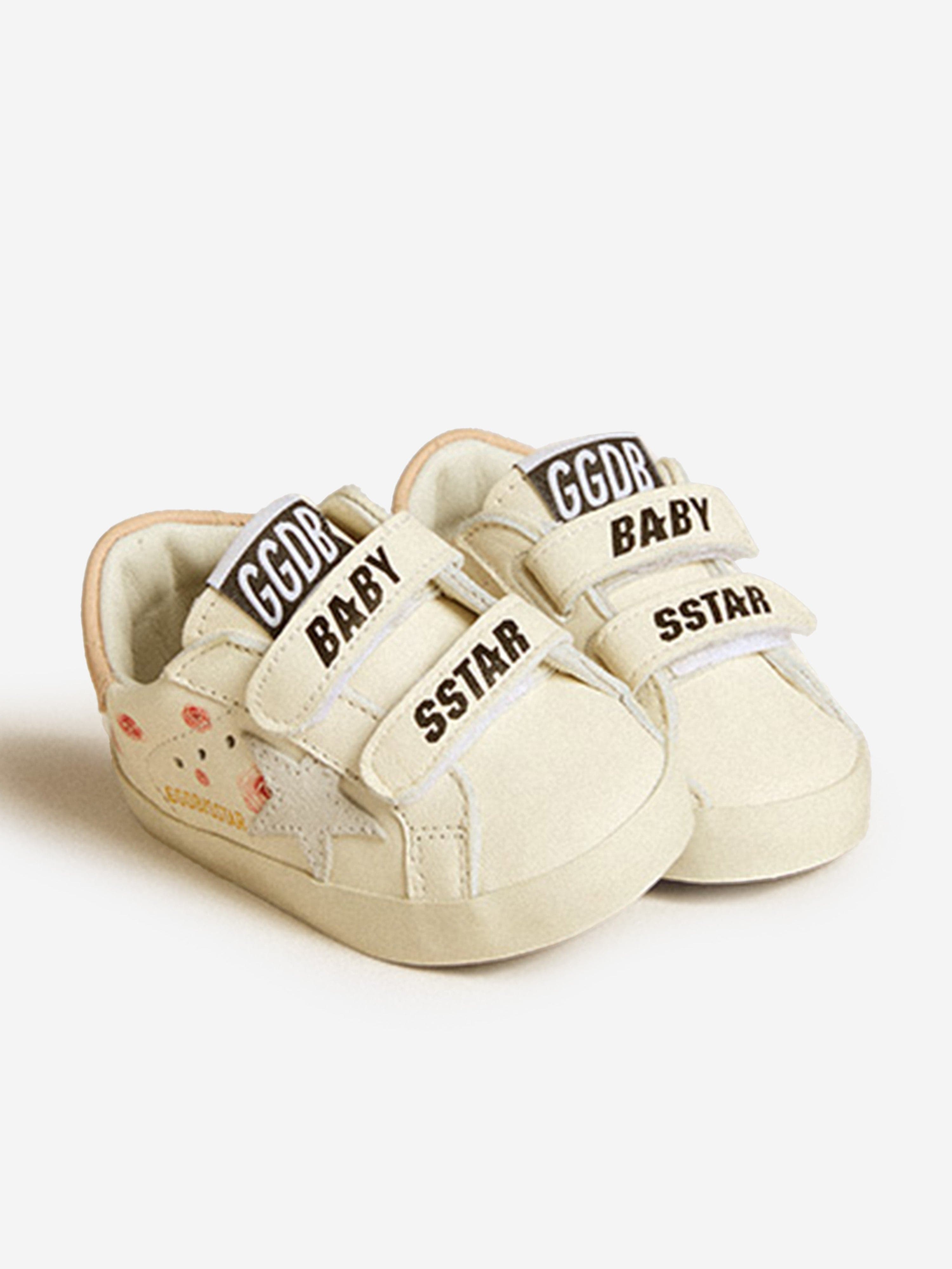White Leather & Suede Star Sneakers for Baby Girls - Comfortable First Walkers Shoes for Toddlers, Infants & Newborns (Perfect for Playdates, Park Outings & Special Occasions)