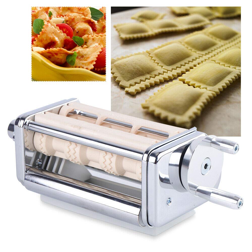 Electric Pasta Maker Kit - Stainless Steel Ravioli & Wonton Maker Attachment for KitchenAid Stand Mixer | Includes Mini Pasta Roller Cutter | Perfect for Homemade Italian Pasta, Dumplings & Asian Cuisine