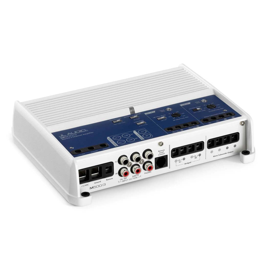JL Audio M500/3 M Series Class D Marine 3 Channel Amplifier - High Power Boat & Marine Audio System for Boats, Yachts & Watercrafts