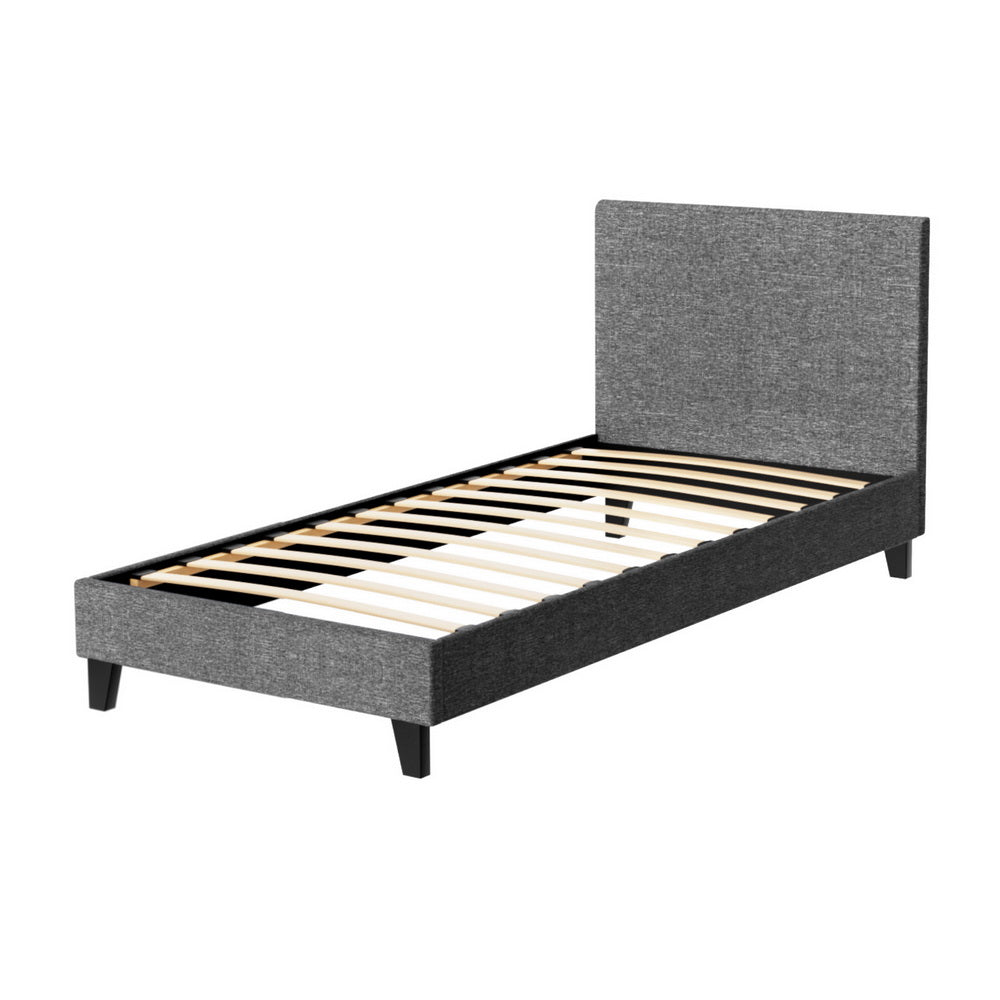 Coogee Single Bed Frame Grey - Sturdy and Modern Platform Bed for Small Spaces - Perfect for Kids Rooms, Guest Rooms & Apartments