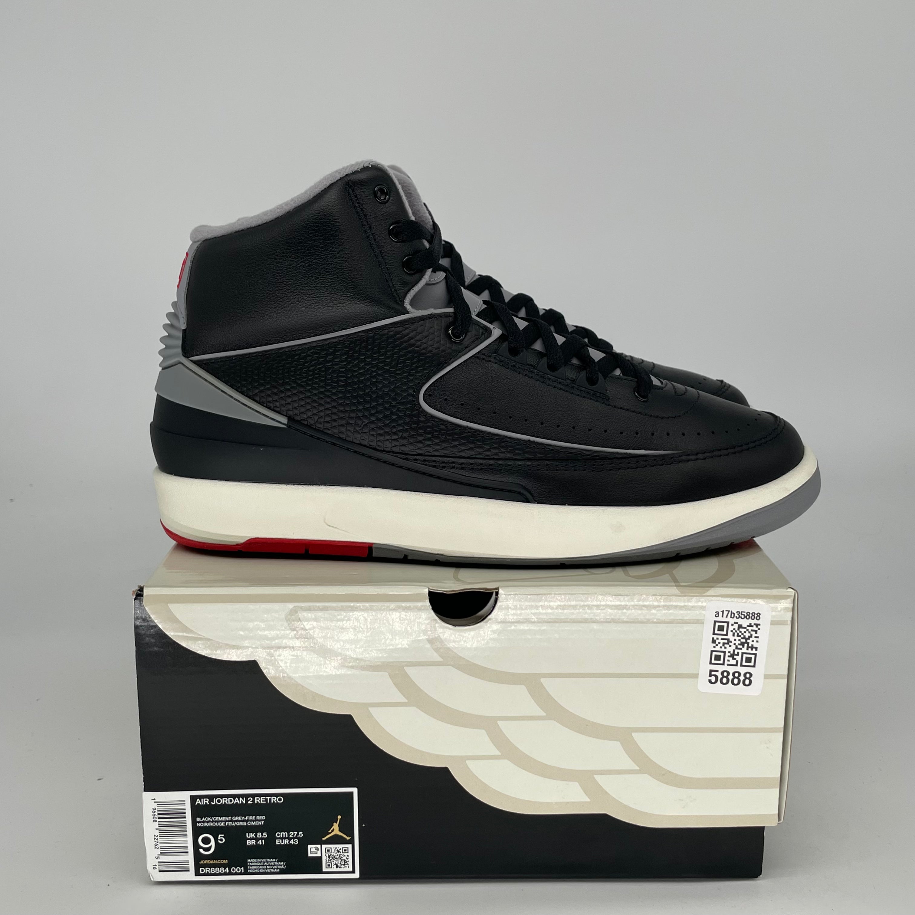 AIR JORDAN 2 Retro Black Cement Men's Basketball Shoes Size 9.5/11W (DR8884-001) - Perfect for Streetwear, Sneaker Collection & Basketball Games