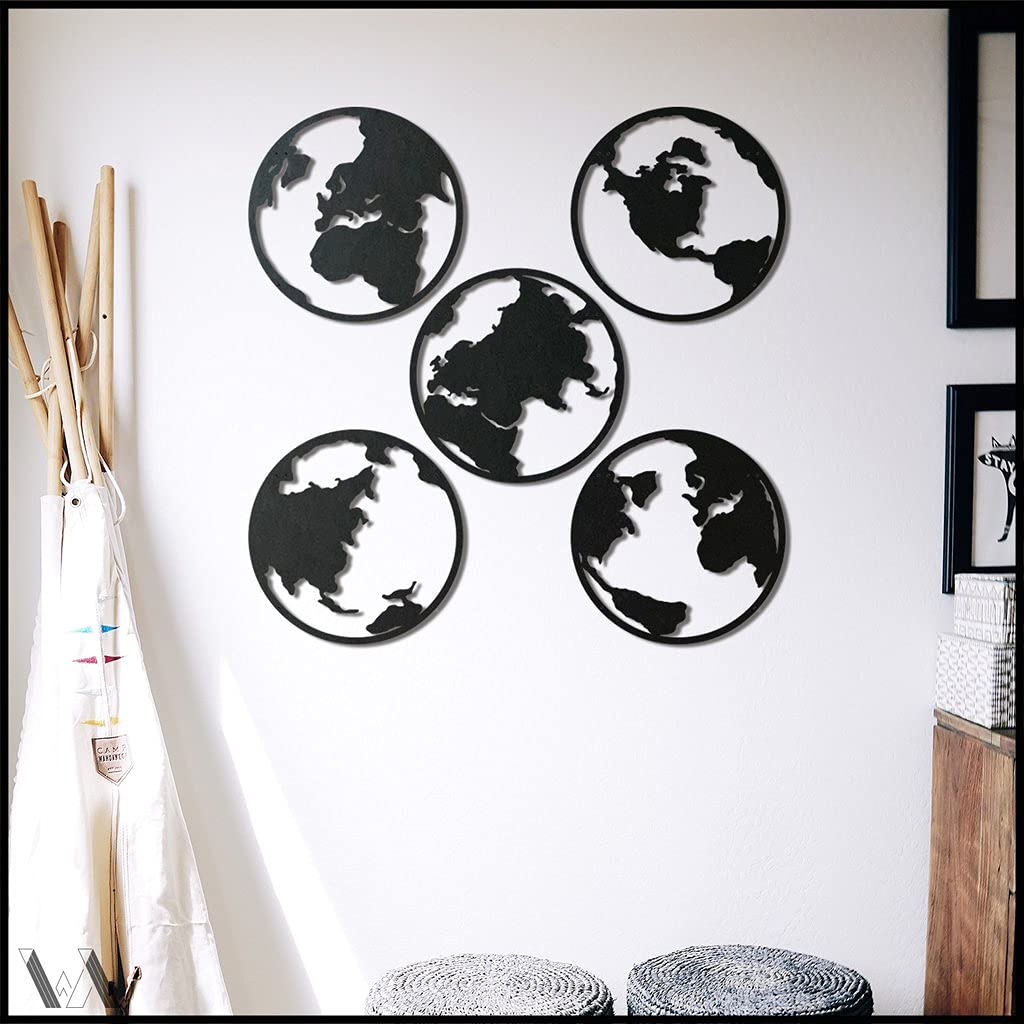 Mercator Metal Wall Art Decor for Living Room & Bedroom - Indoor Outdoor Wall Hanging