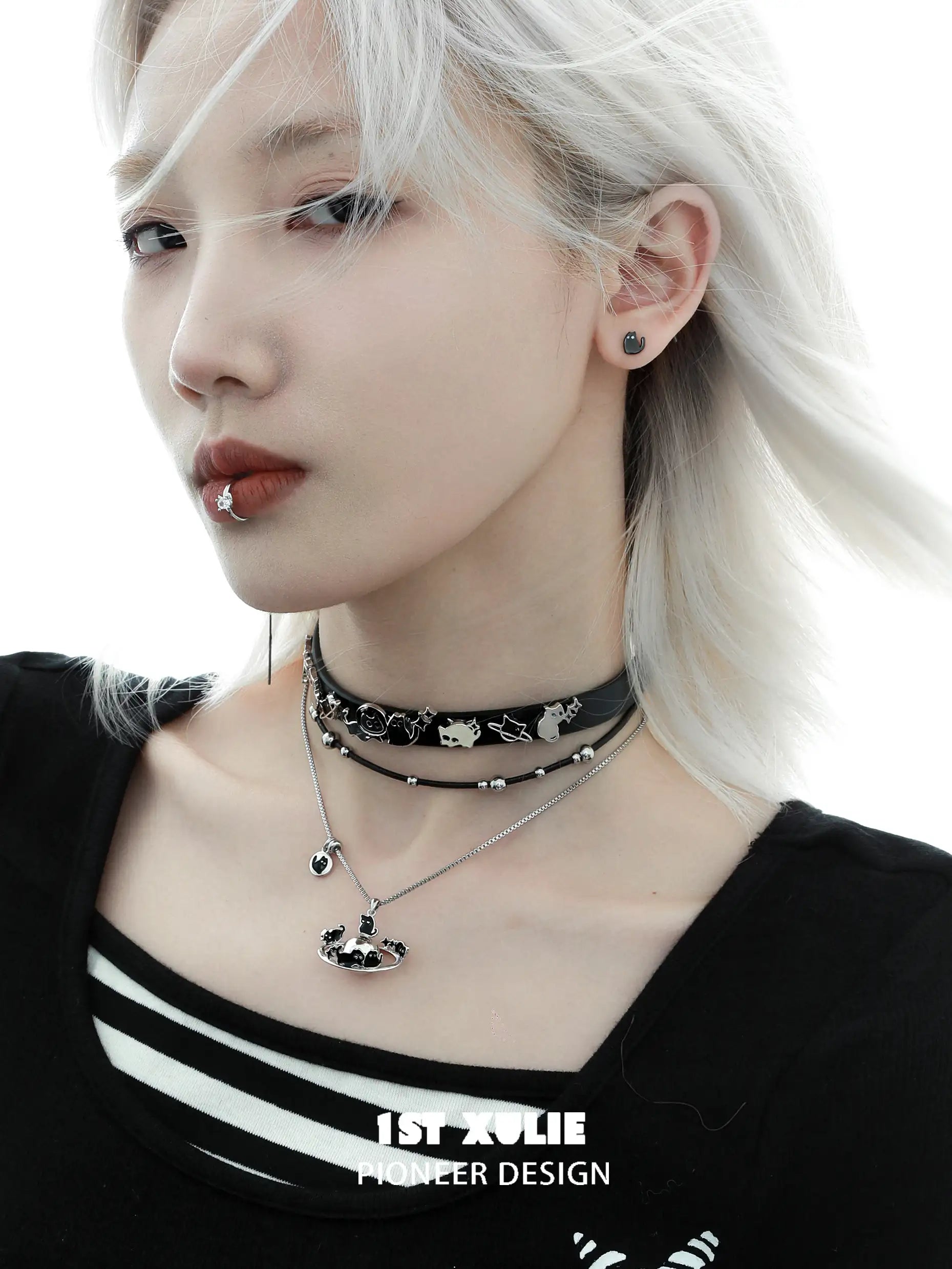 925 Sterling Silver Kitty Zircon Lipstick Pendant Necklace - Elegant Animal Jewelry Gift for Women, Perfect for Valentine's Day, Birthday & Anniversary Gifts