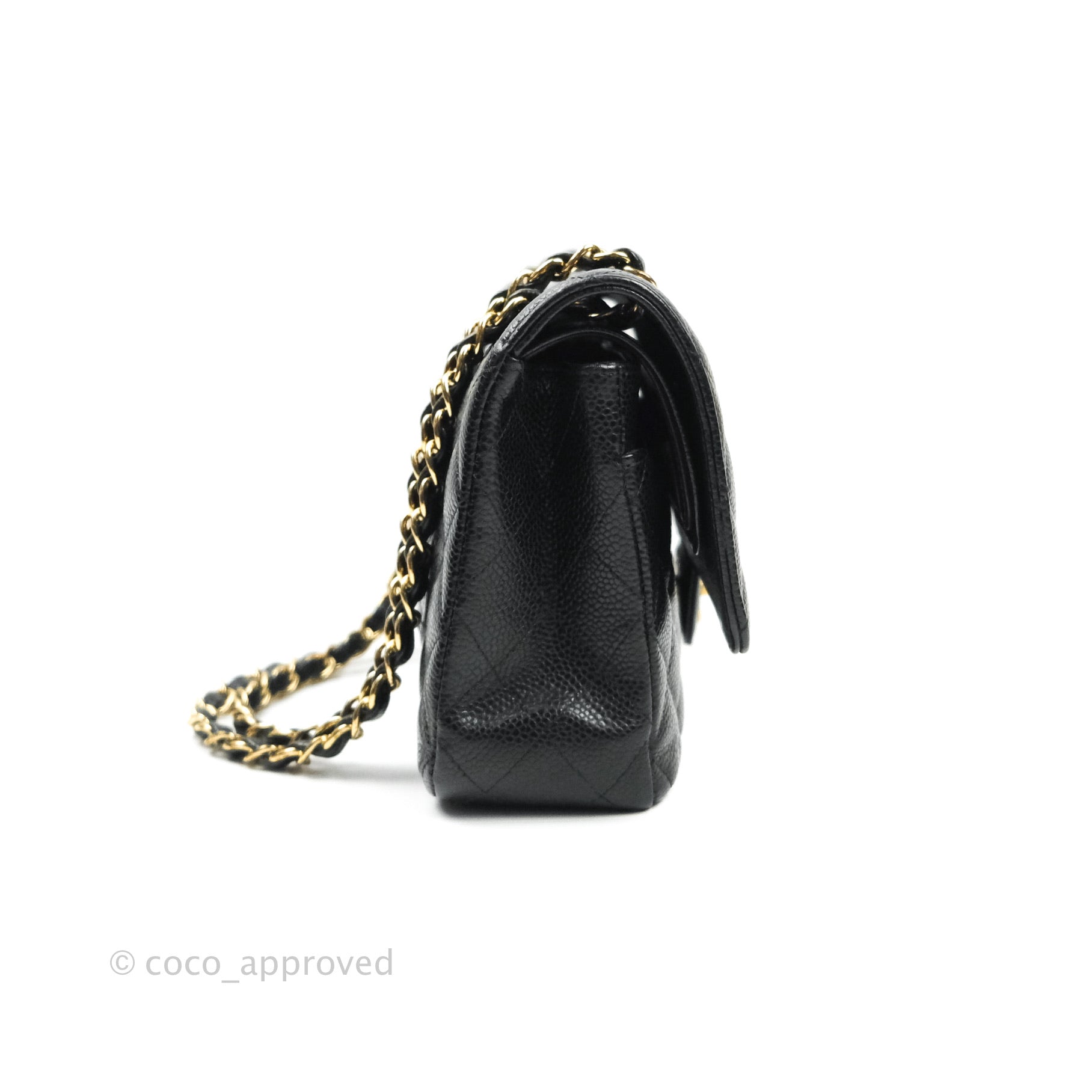 Chanel Classic Medium Double Flap Bag Black Caviar Leather with Gold Hardware - Luxury Designer Handbag for Women, Perfect for Work, Evening Events & Special Occasions