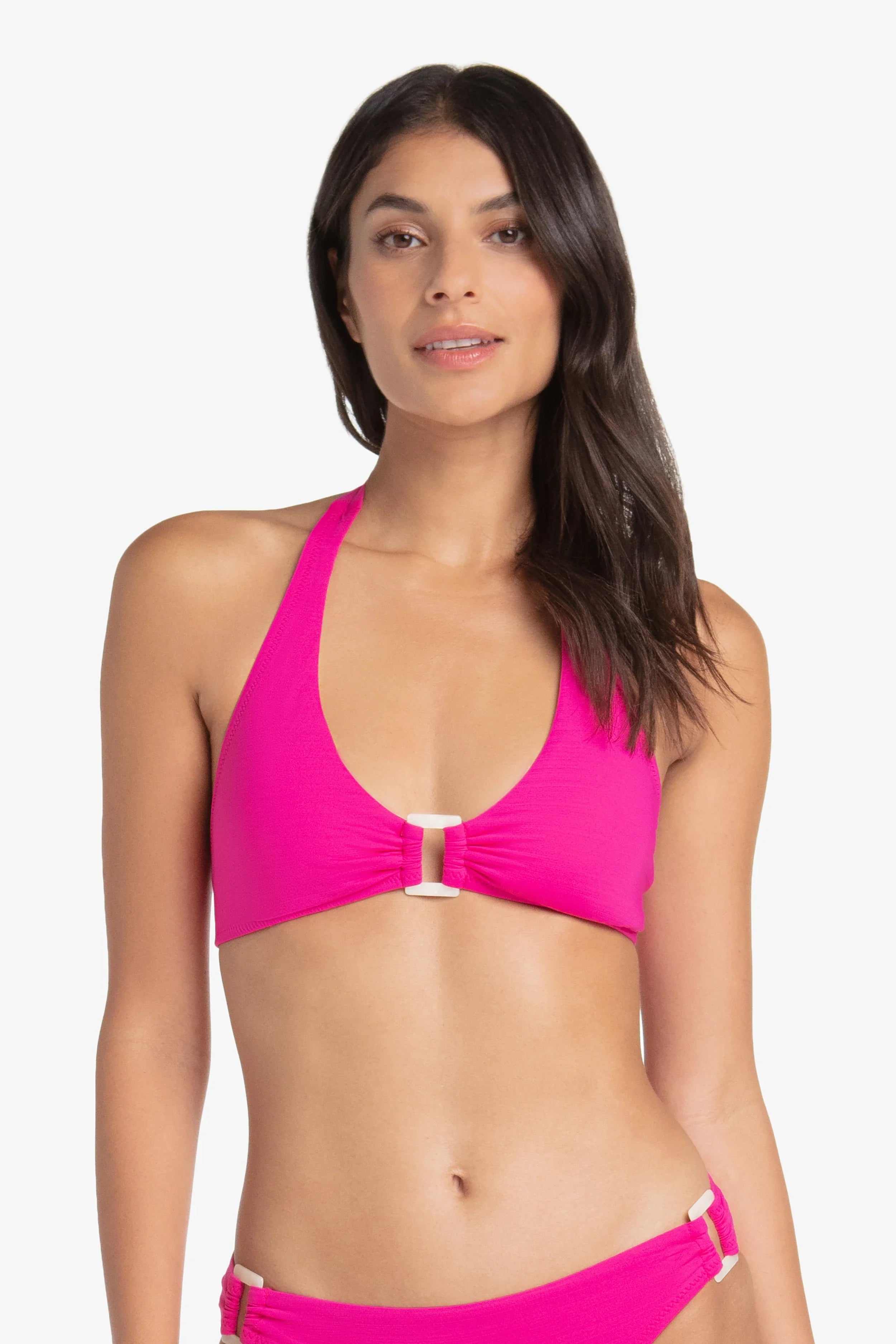 Lotus Pink Shell Halter Top - Textured Bikini Top for Women | Beachwear, Swimwear, Summer Vacation, Pool Party