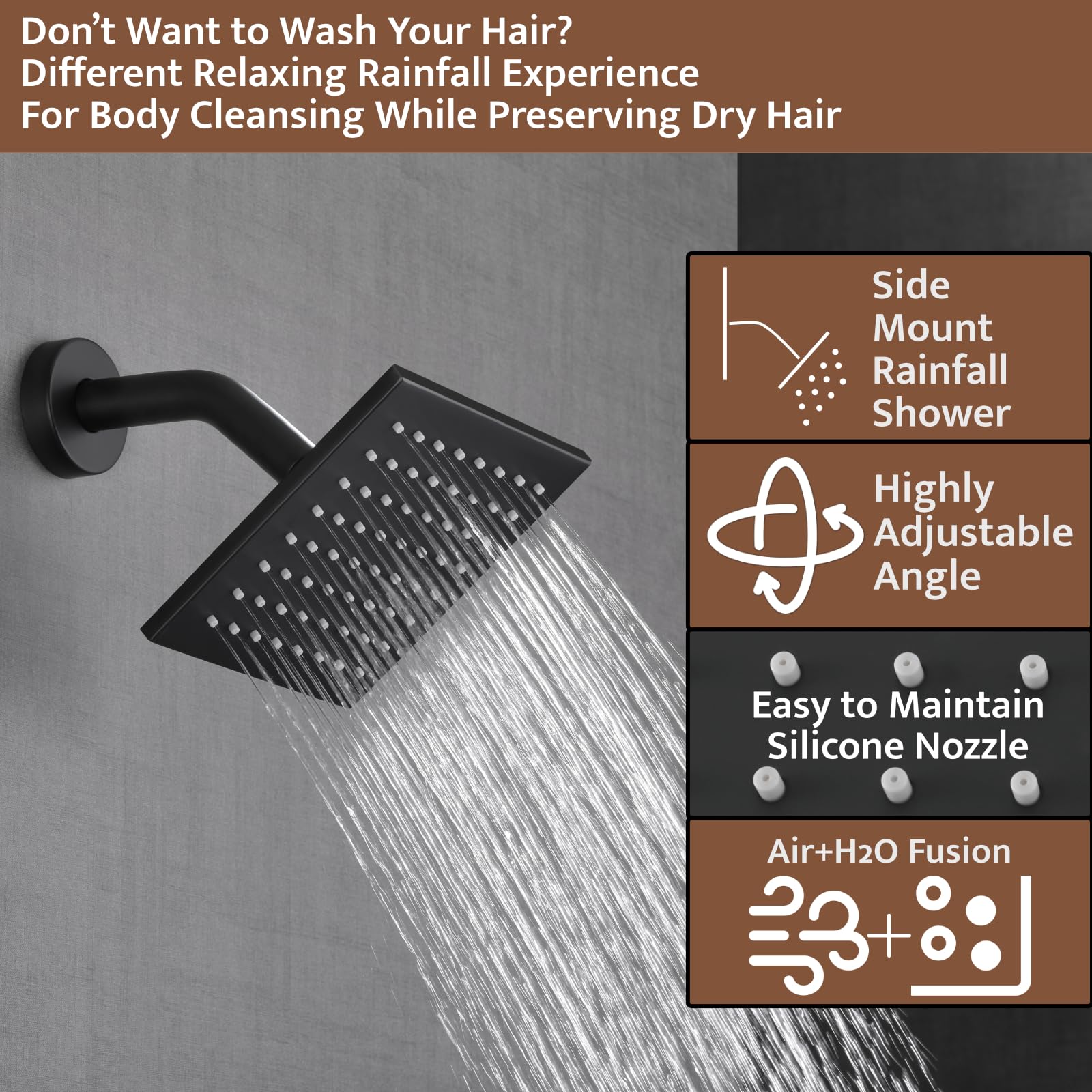Premium Matte Black Thermostatic Shower System - Push Button Diverter, 2-in-1 Handheld Shower & 12