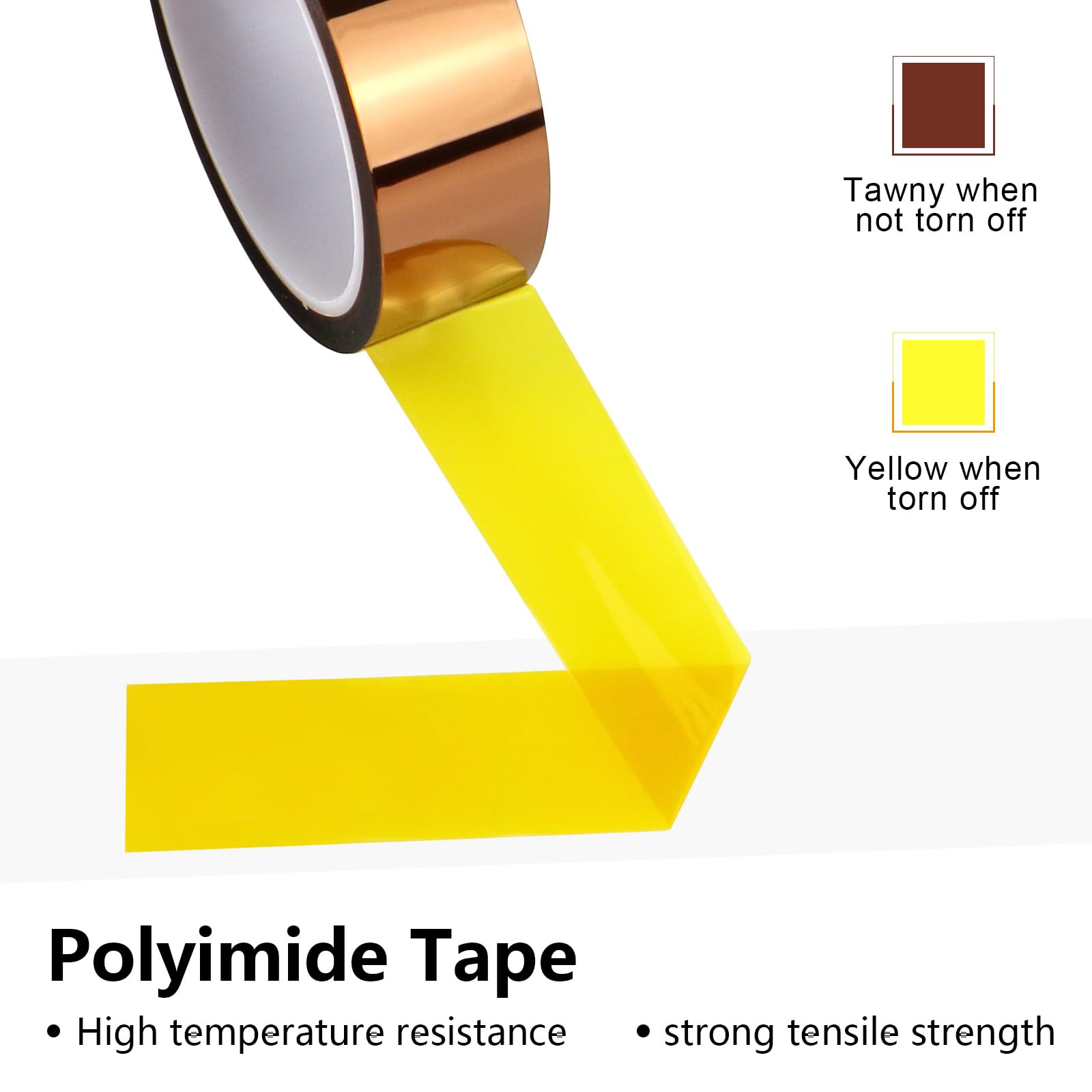BOMEI PACK High Temperature Resistant Tape - Heat Resistant Thermal Tape for Heat Transfer, CPU & PCB Protection - 30mm x 33m Polyimide Tape for Vinyl Press, Electronics Repair, and DIY Craft Projects