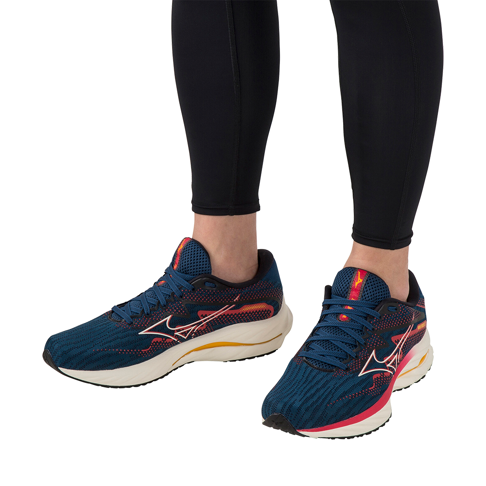 Mizuno Wave Rider 27 Running Shoes for Men - Blue Opal/Papyrus/Ski Patrol | Lightweight Cushioned Road Running Shoes | Perfect for Marathon Training & Daily Jogging