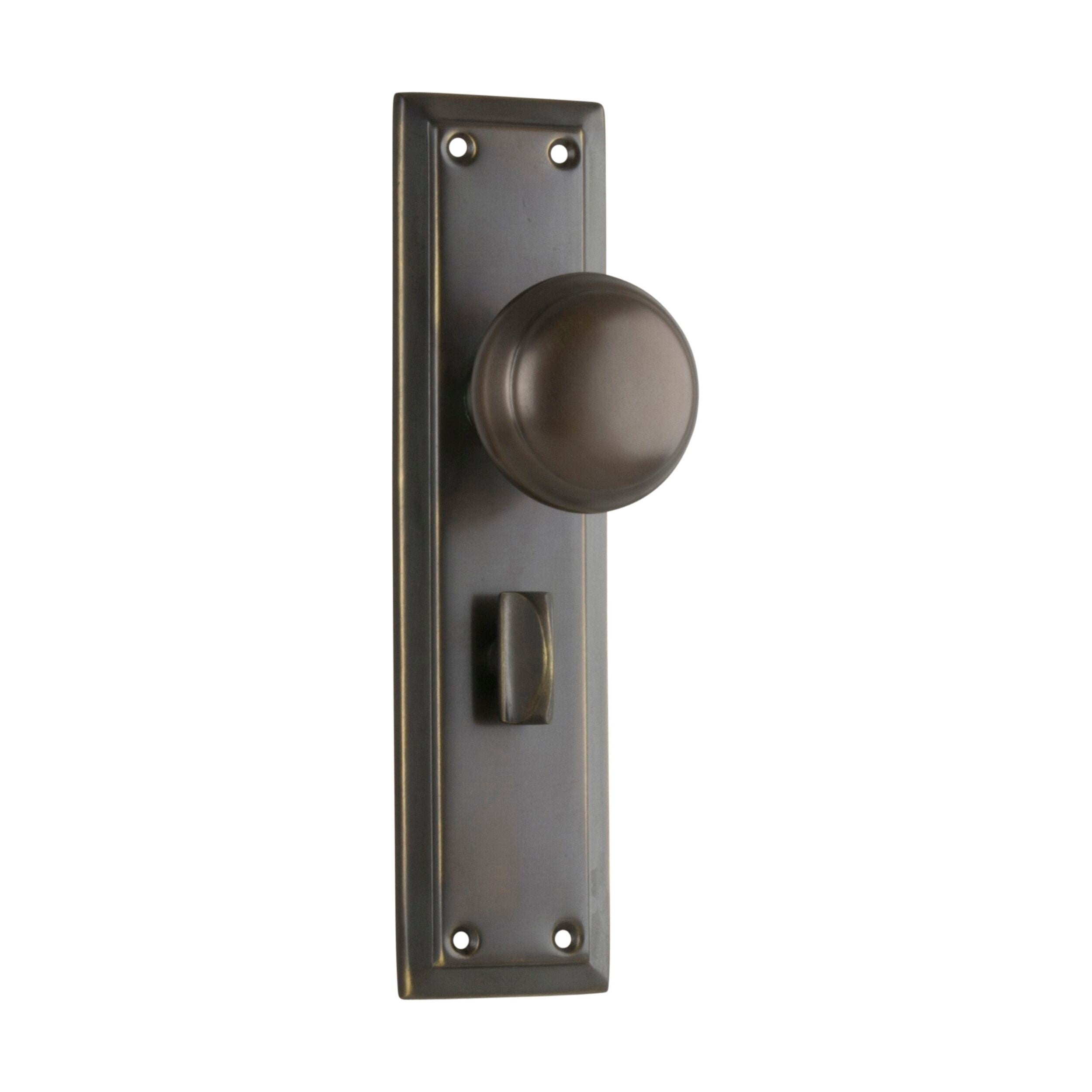 Richmond Privacy Door Knob Pair in Antique Brass - 200mm Height x 50mm Width x 62mm Projection - Perfect for Bedroom, Bathroom & Interior Doors