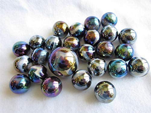 Midnight Galaxy Glass Marbles - Purple/Gold Iridescent for Games, Decor & Aquarium