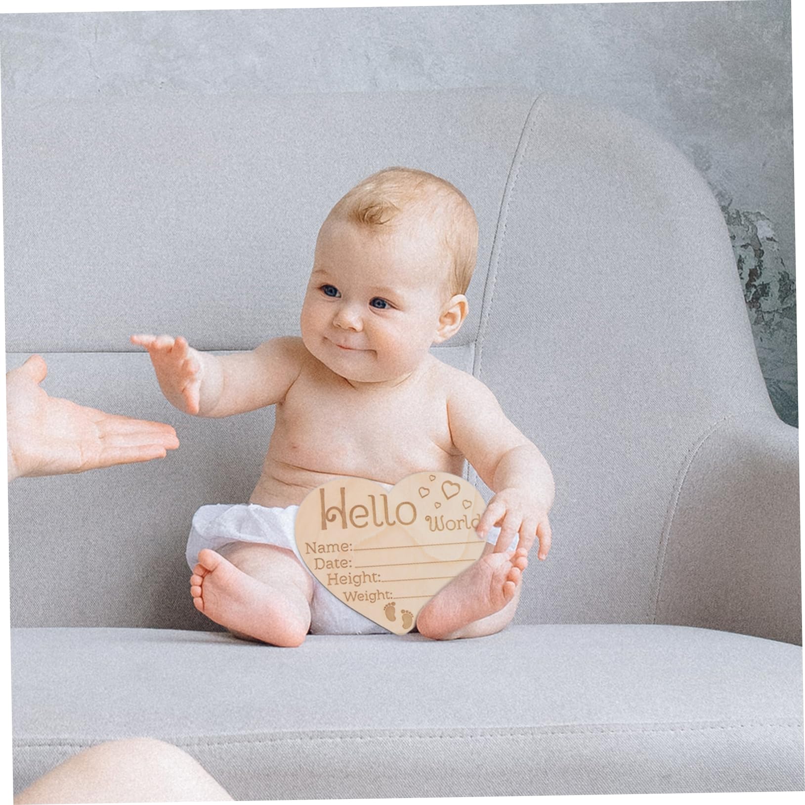 VICASKY Wooden Baby Name Sign - Heart Design Nursery Decor for Birth Announcement Gifts