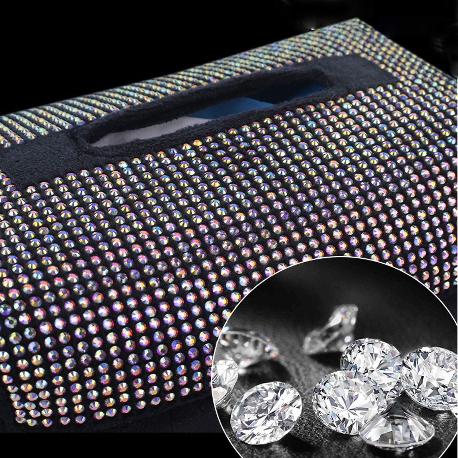 Sparkling Car Sun Visor Tissue Box Holder - Soft Plush Crystal Paper Towel Cover Case | Auto Interior Accessories for Women (Green) | Perfect for Road Trips & Daily Commute