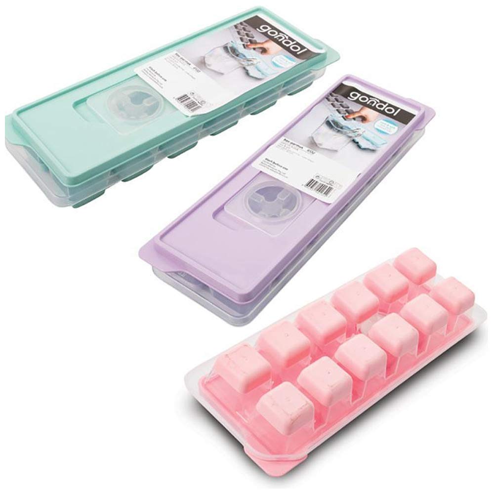 2-Pack Soft Silicone Ice Cube Trays with Removable Lids - BPA Free, 24-Cube Capacity (12 per Tray), Square Ice Molds, Easy-Release & Stackable for Cocktails, Smoothies, and Cold Drinks - Perfect for Home Bars, Parties, and Everyday Use