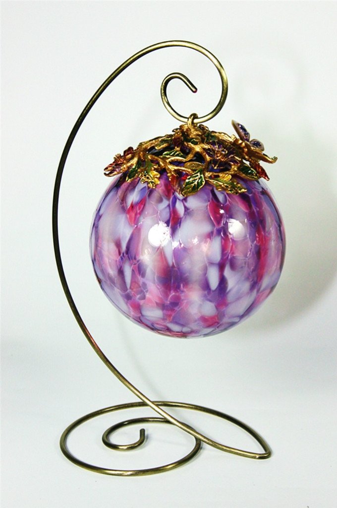 Jay Strongwater Amethyst Christmas Ornament Ball - Large Holiday Tree Decoration with Original Box & Stand - Perfect for Christmas Tree Decor, Gift Giving & Festive Home Decor
