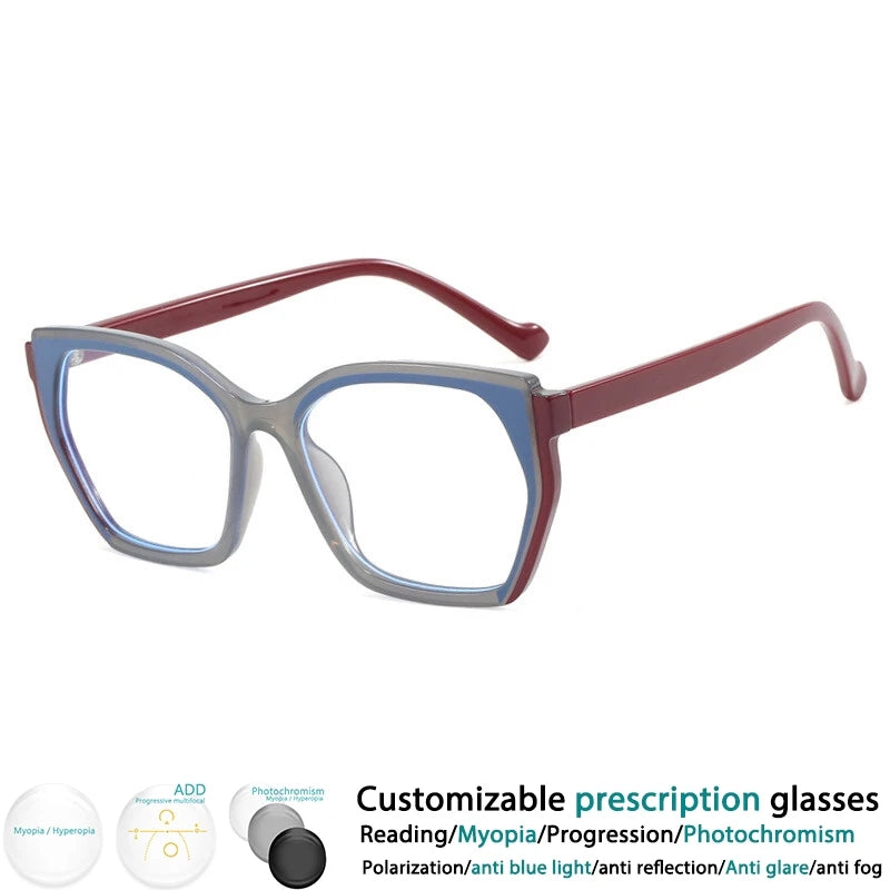CCspace Women's Full Rim Square TR90 Titanium Eyeglasses Frame 302181 - Lightweight & Durable for Work, Reading & Fashion